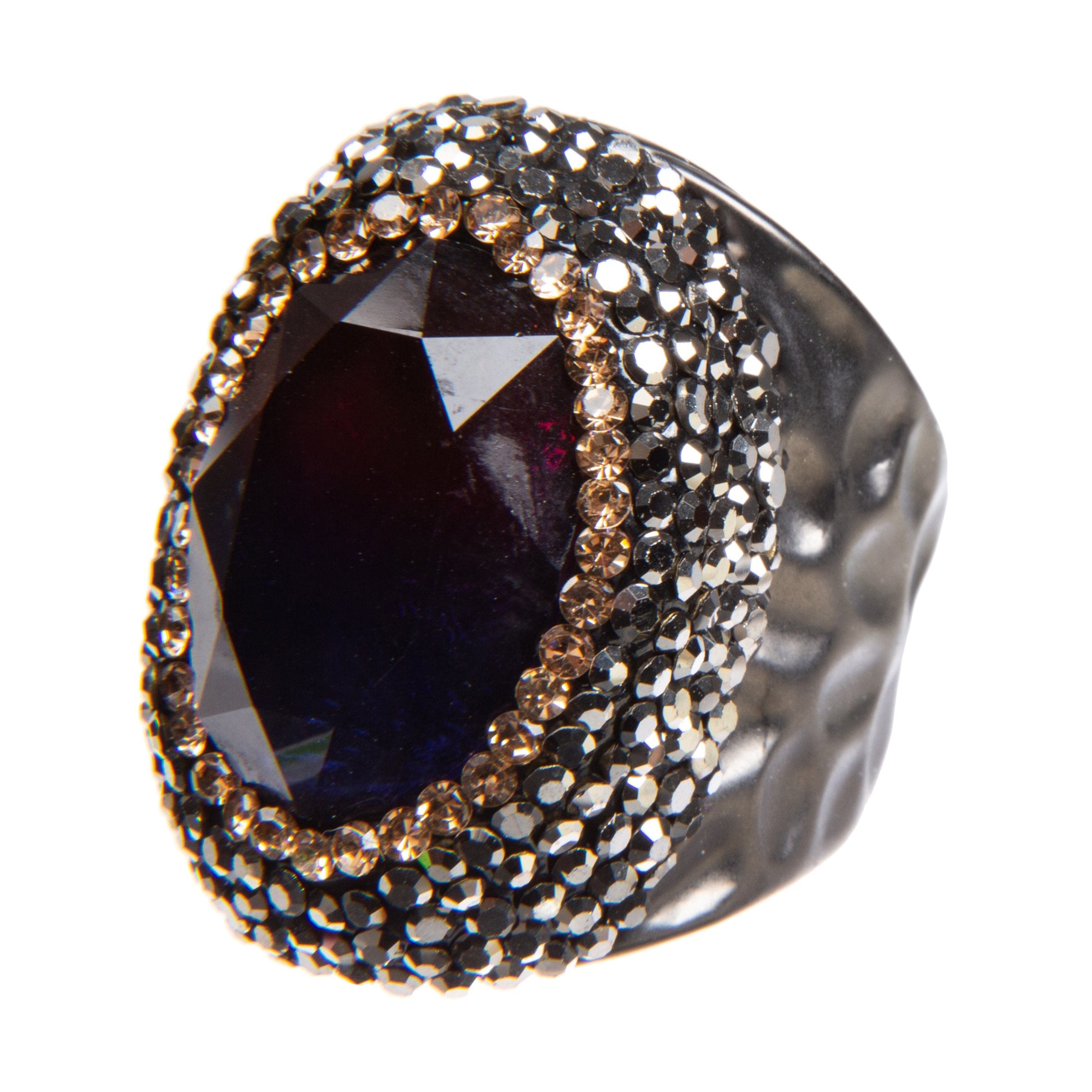 Multilayer Glass Rhinestone Alloy Rings R2541