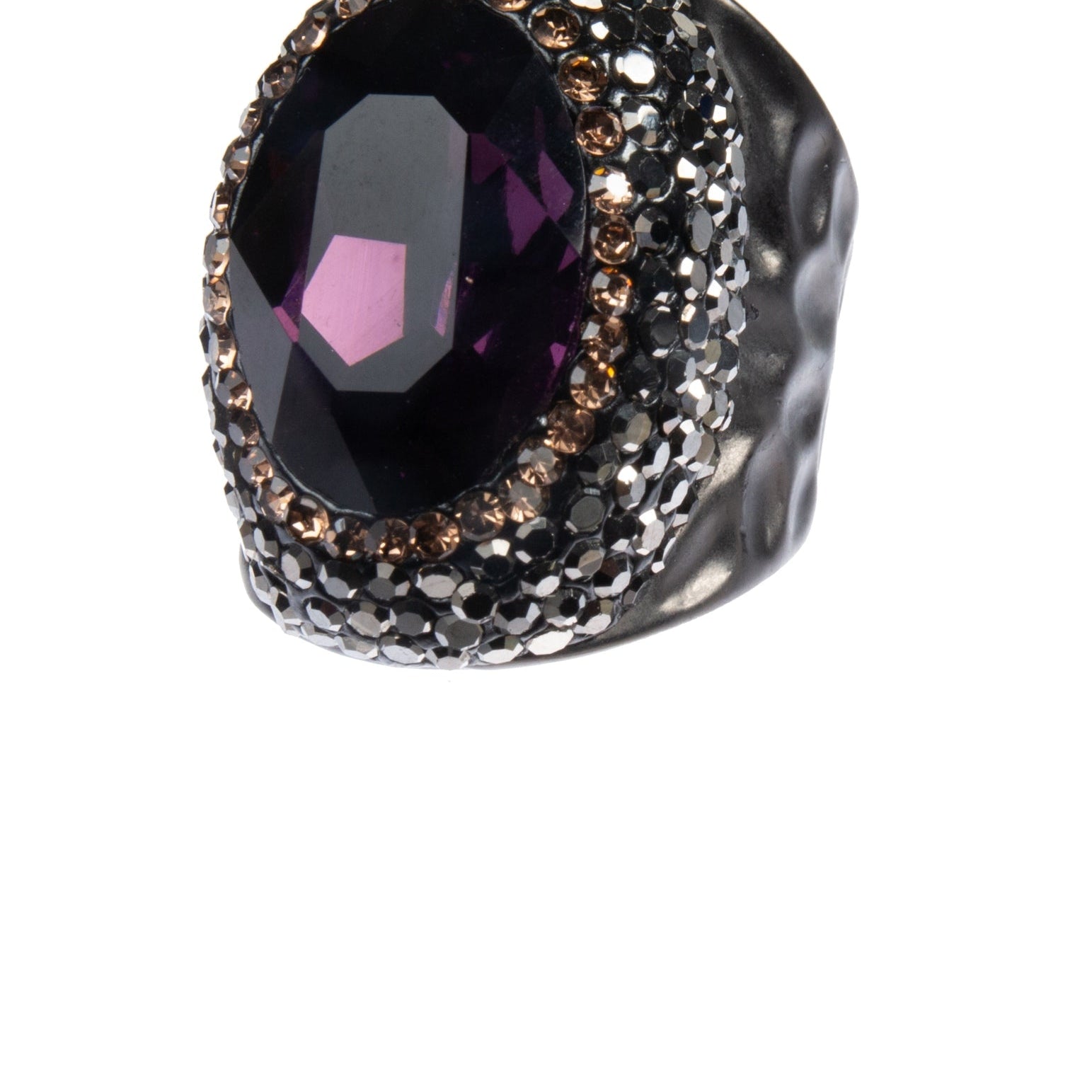 Glass Pavé Cocktail Ring R2543-Black