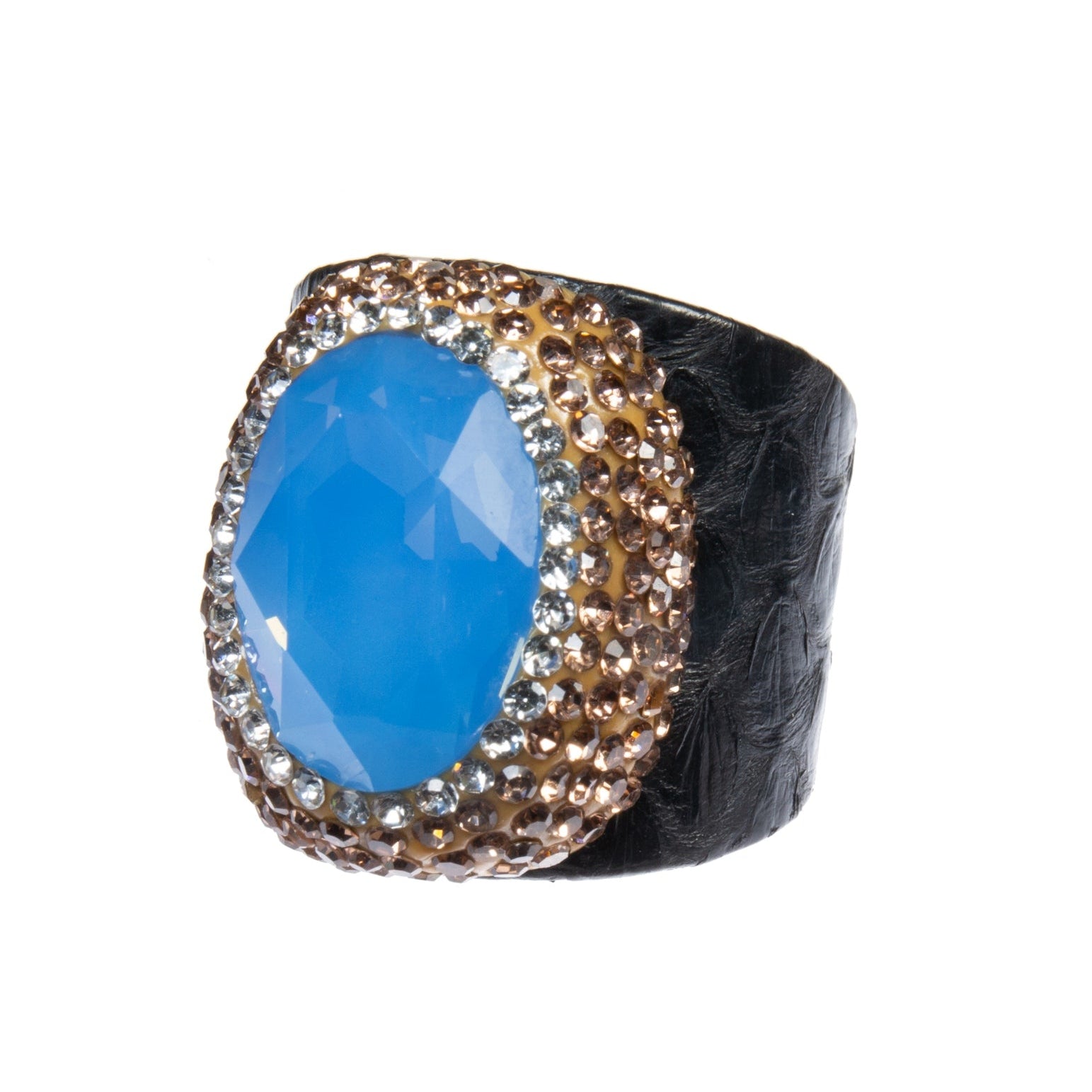 Anillos de cuero con diamantes de imitación de ópalo R2553