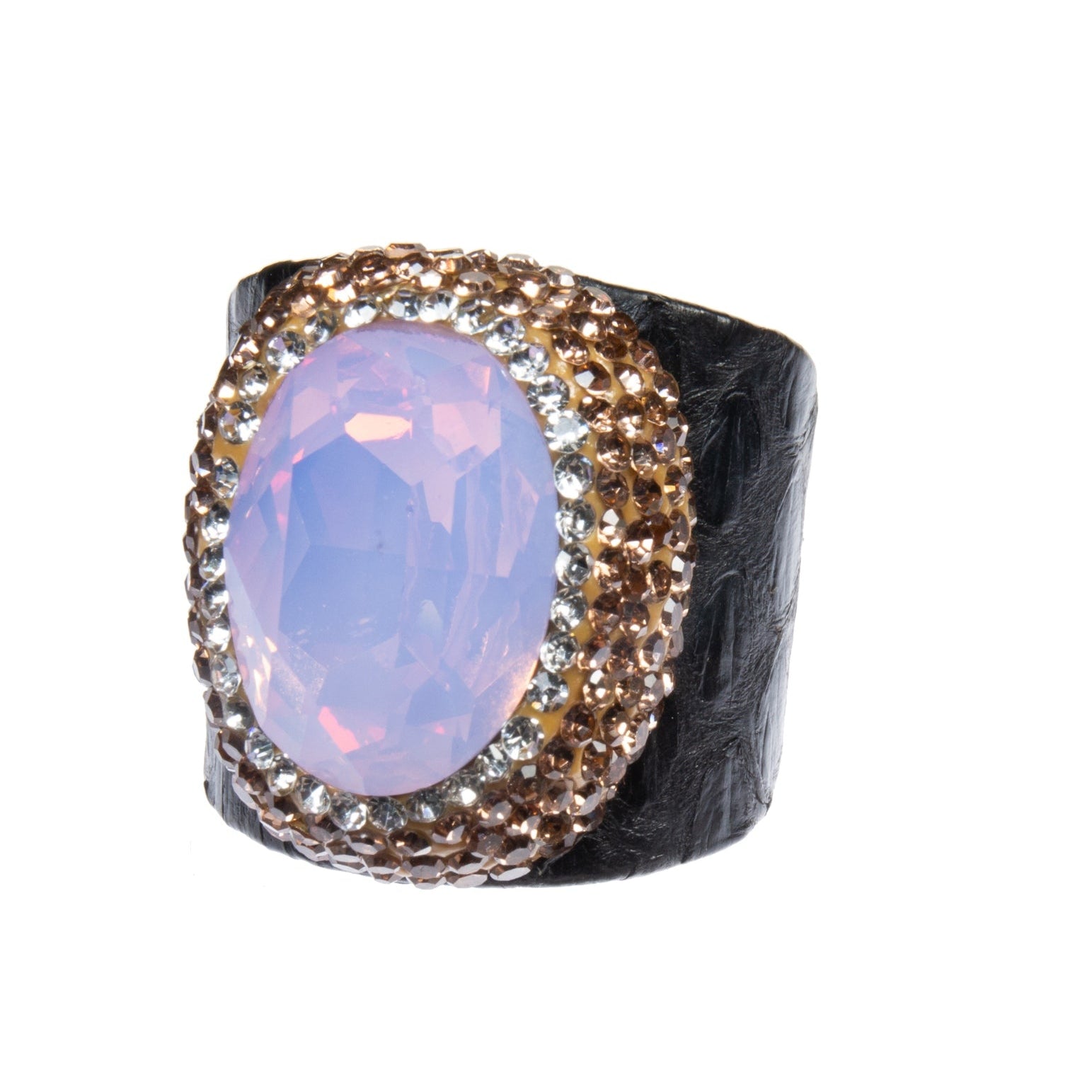 Anillos de cuero con diamantes de imitación de ópalo R2553