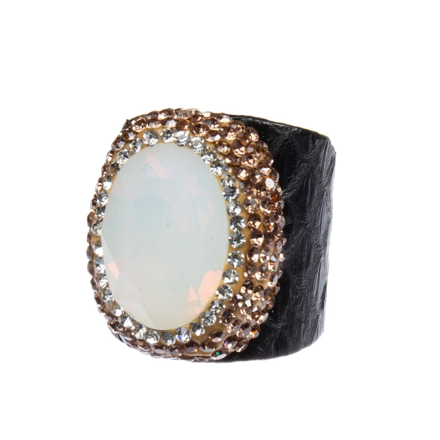 Anillos de cuero con diamantes de imitación de ópalo R2553