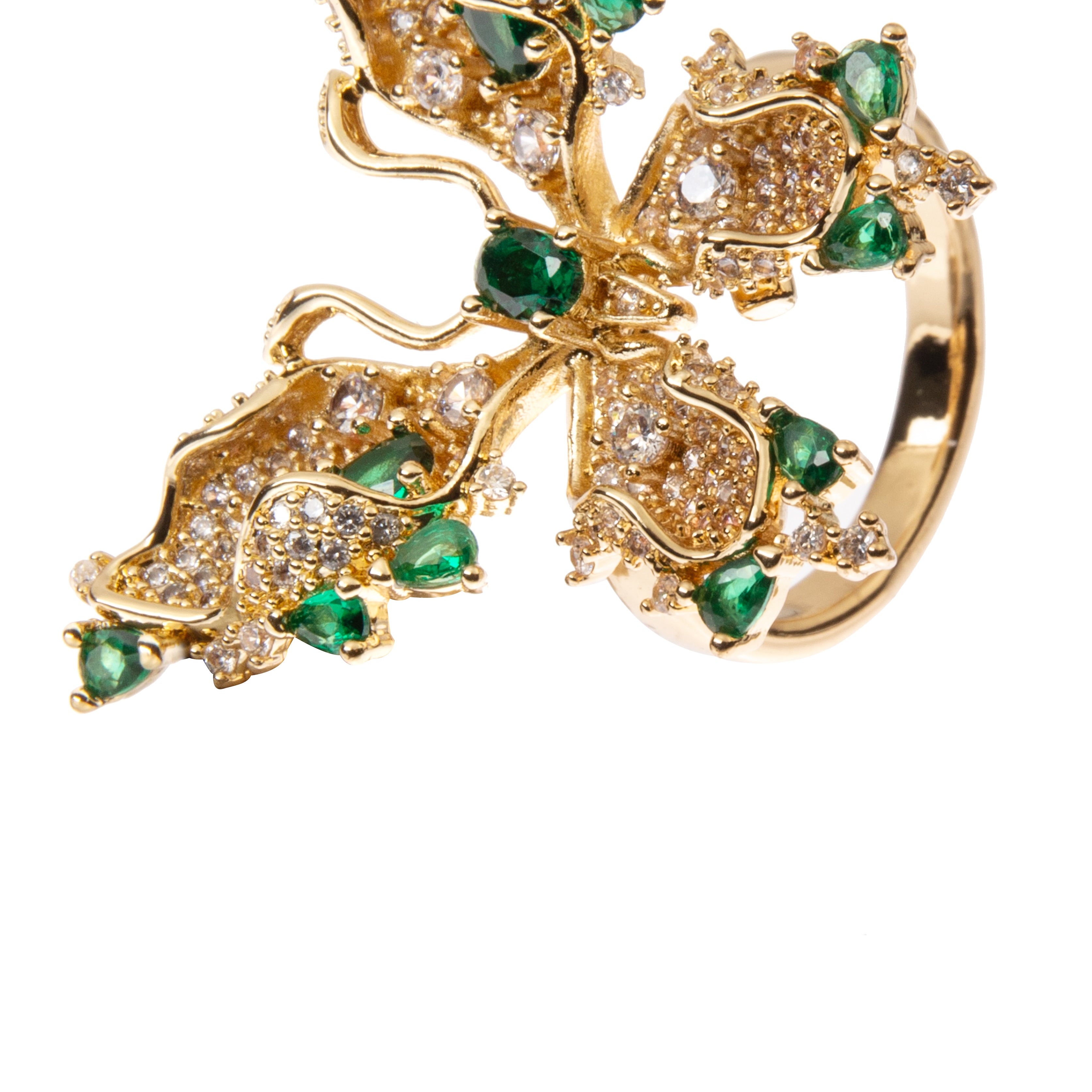 Butterfly Cubic Zirconia Alloy Flower Ring R2664