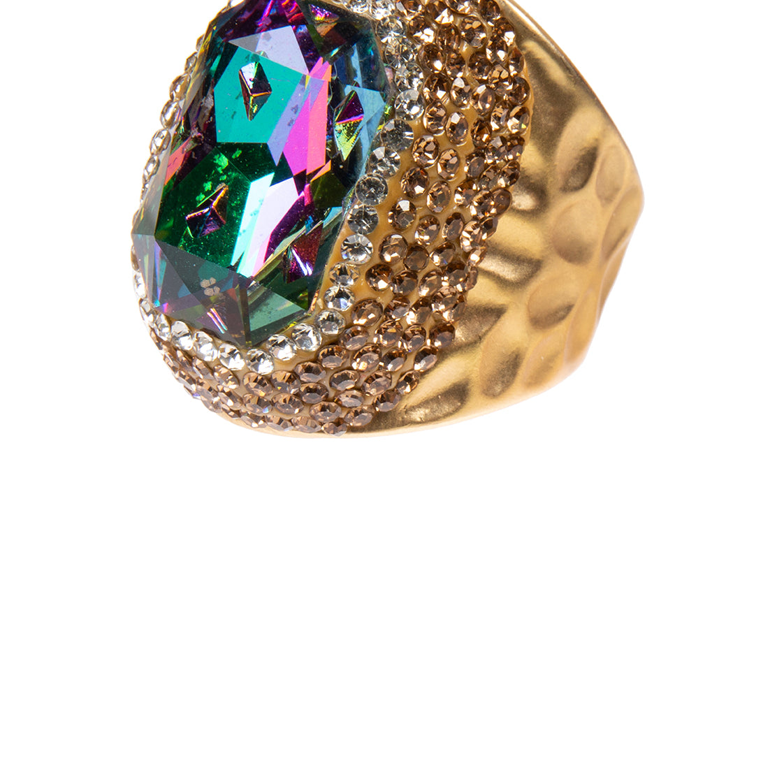 Glass Rhinestone Alloy Rings R2719-Gold