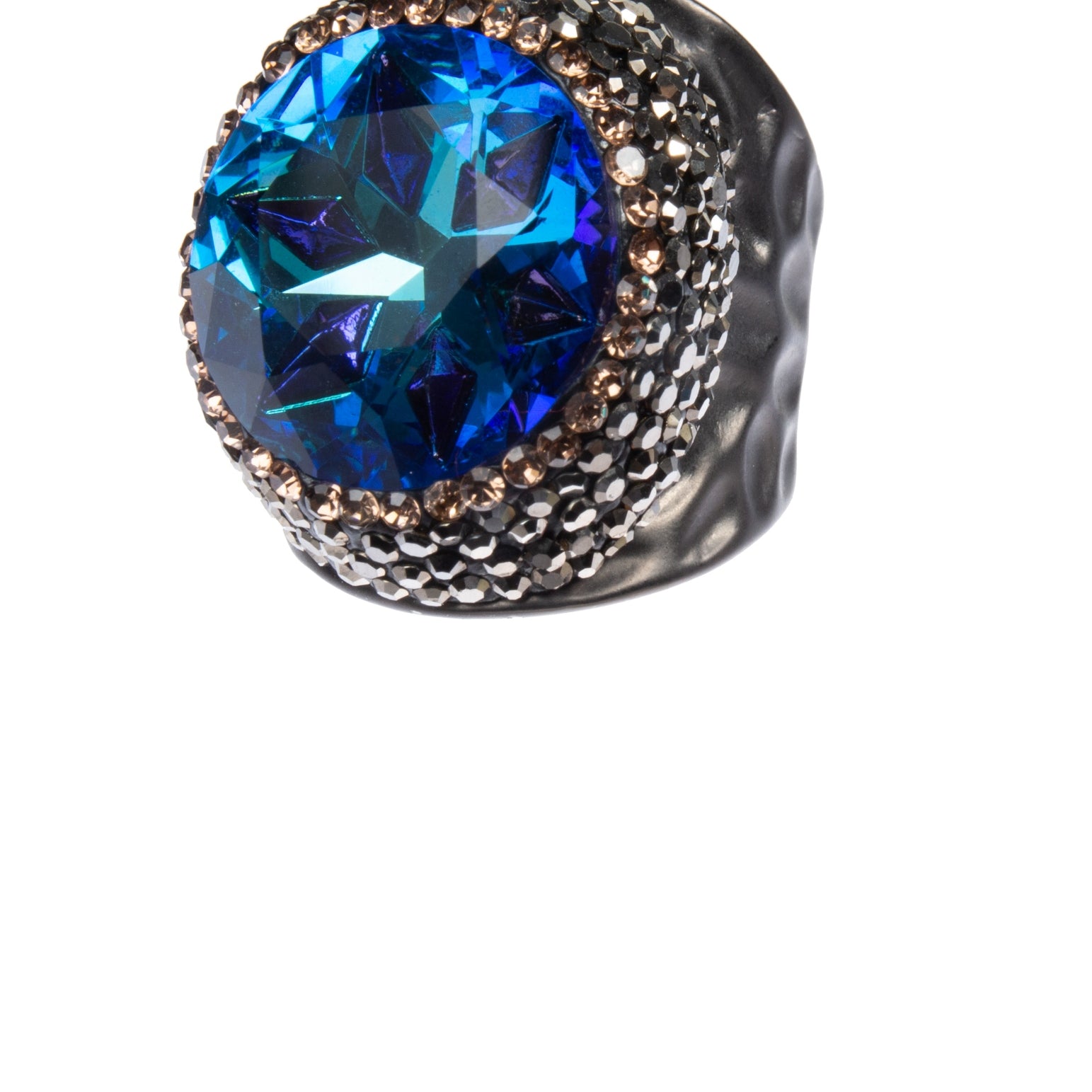 Glass Rhinestone Alloy Rings R2723-Black