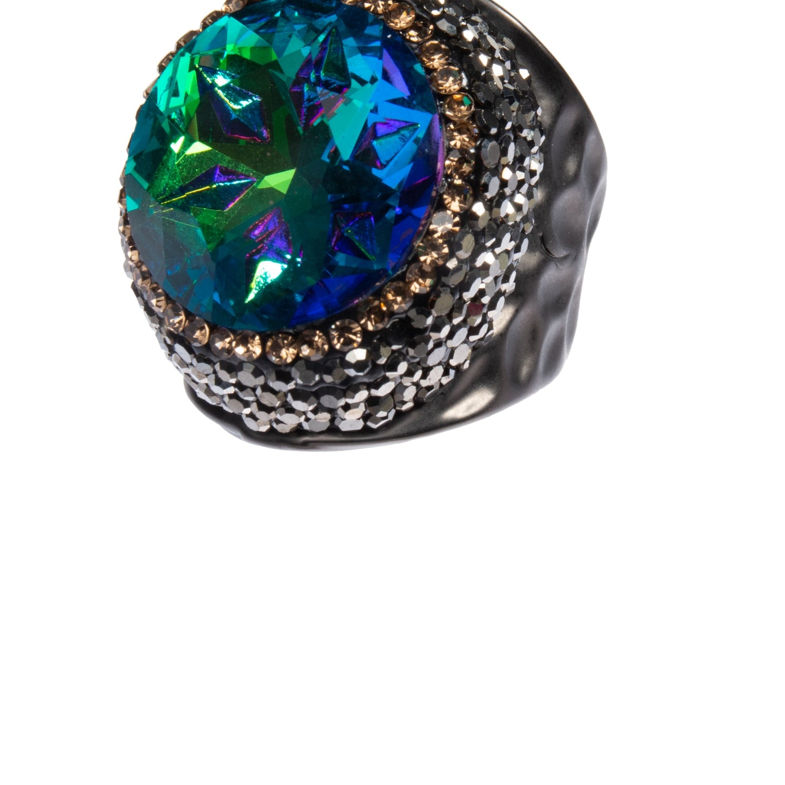 Glass Rhinestone Alloy Rings R2723-Black