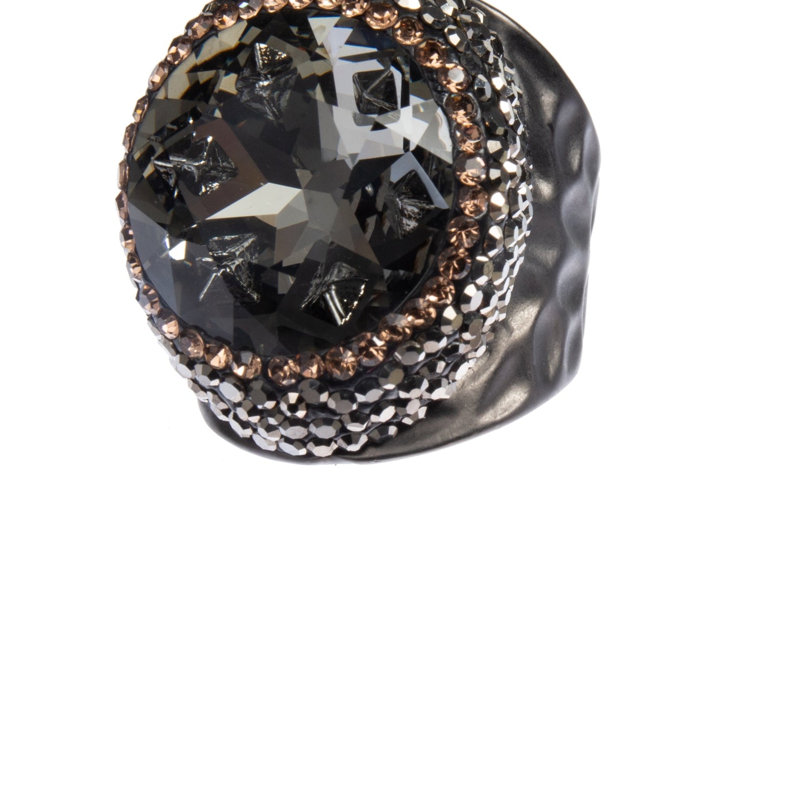 Glass Rhinestone Alloy Rings R2723-Black