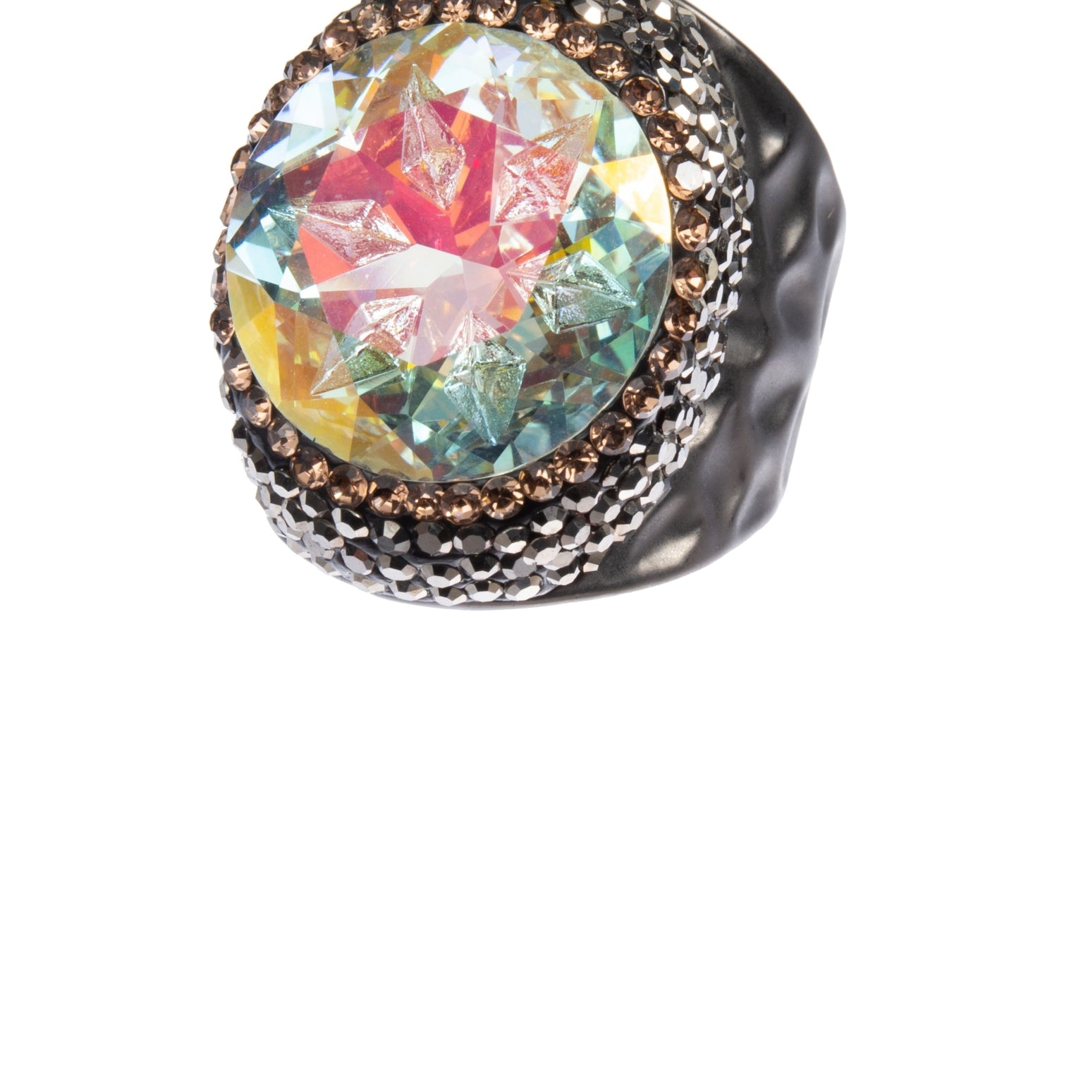 Glass Rhinestone Alloy Rings R2723-Black