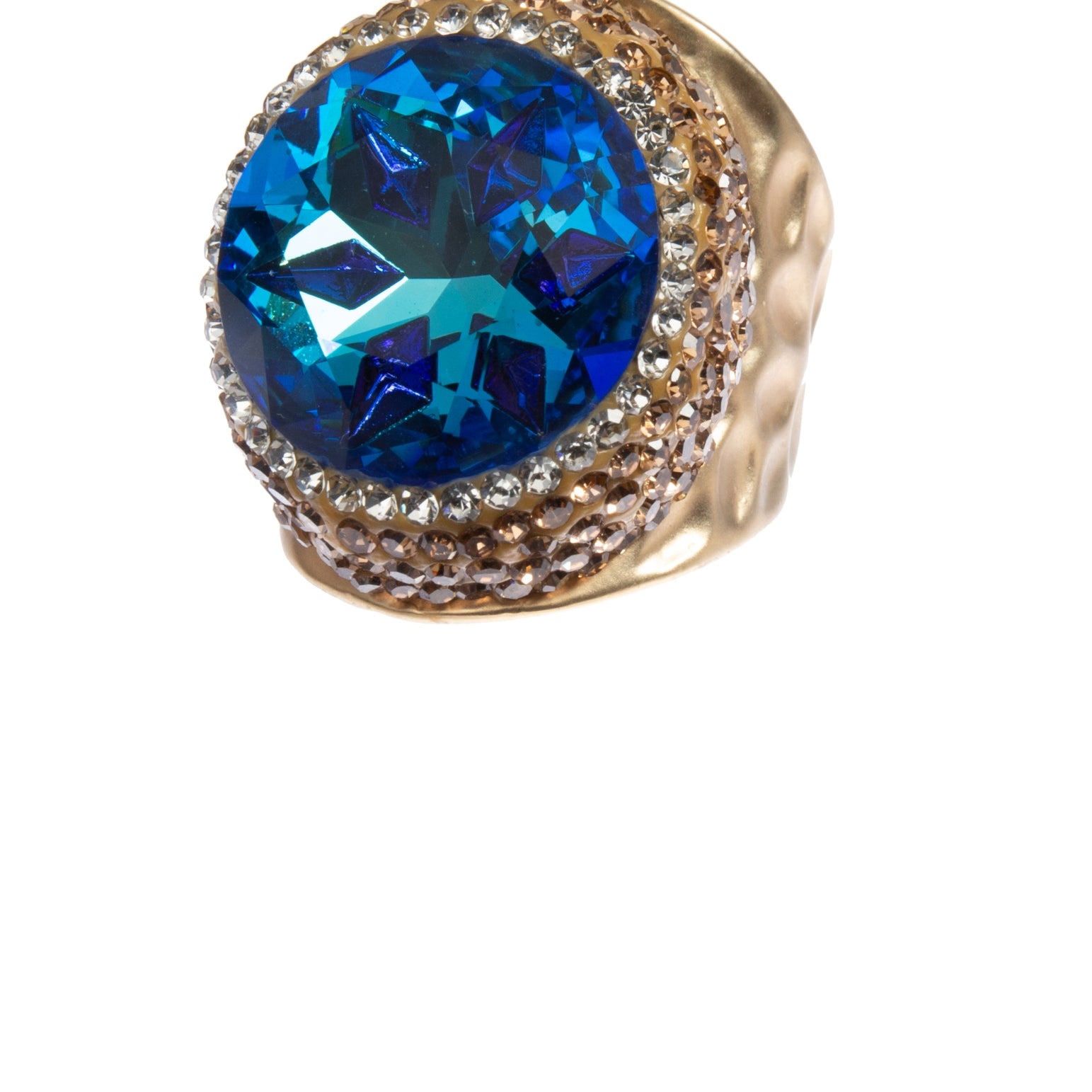 Glass Rhinestone Alloy Rings R2723-Gold