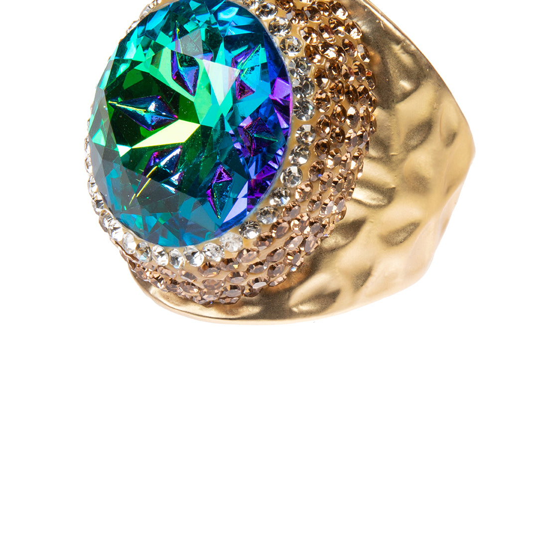 Glass Rhinestone Alloy Rings R2723-Gold