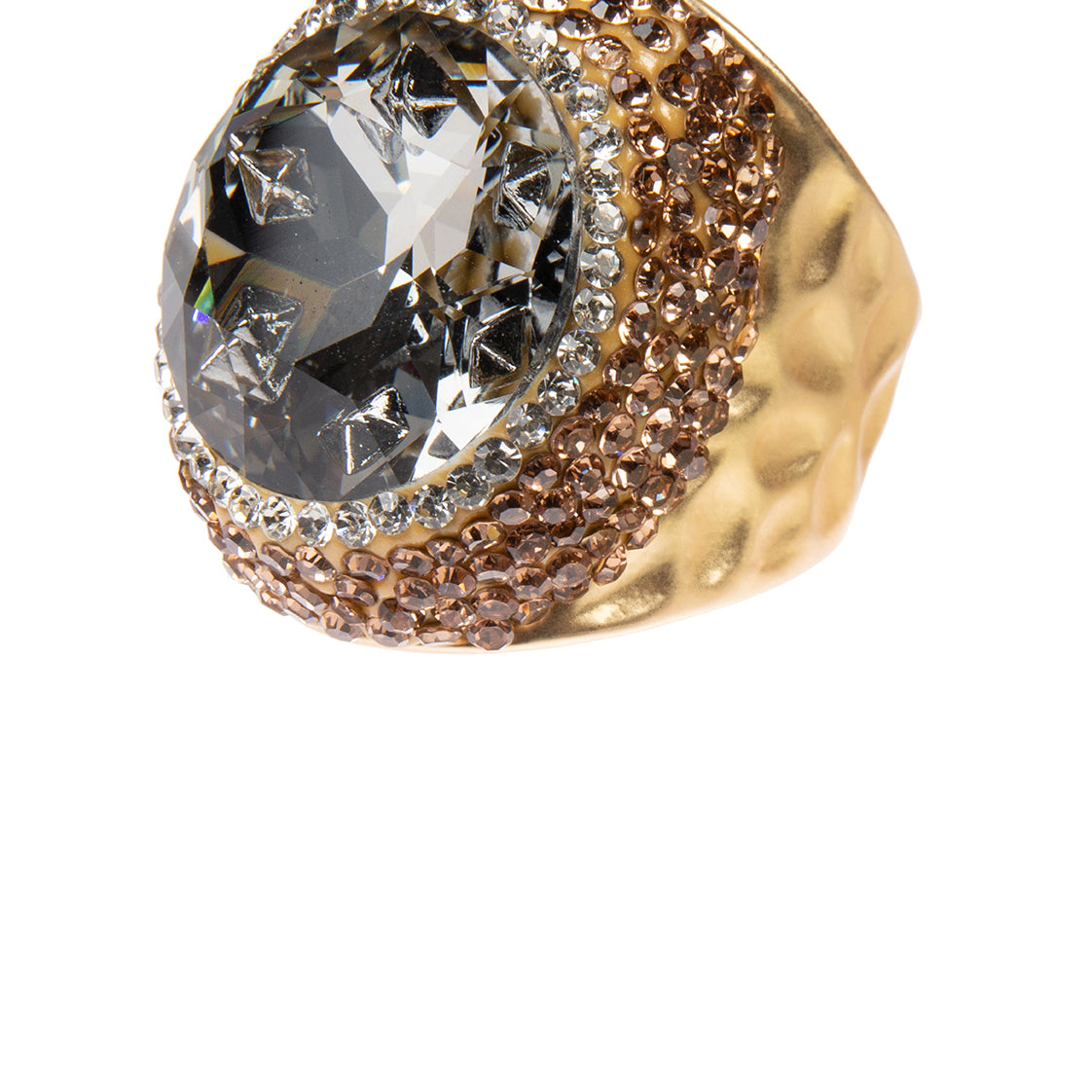 Glass Rhinestone Alloy Rings R2723-Gold