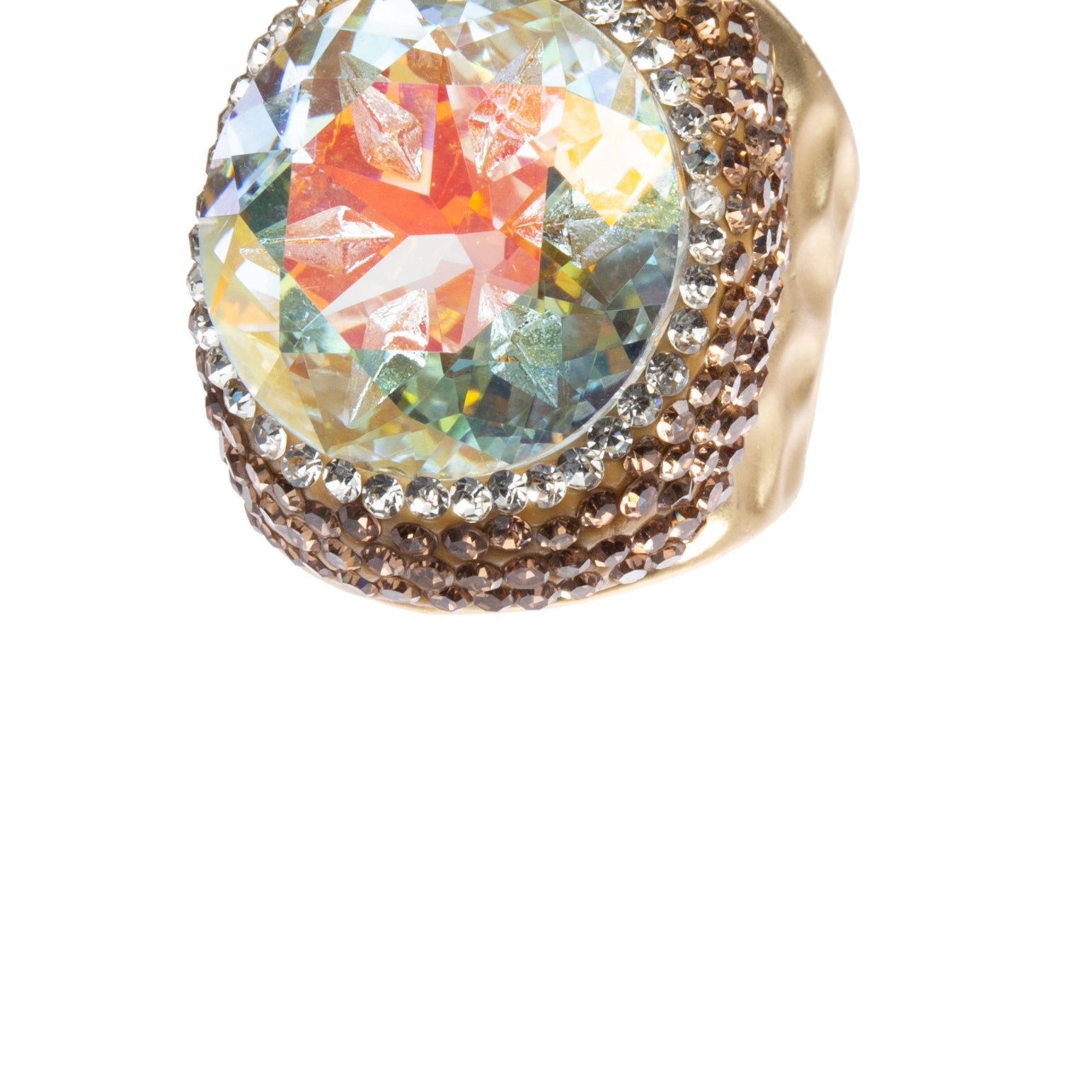 Glass Rhinestone Alloy Rings R2723-Gold