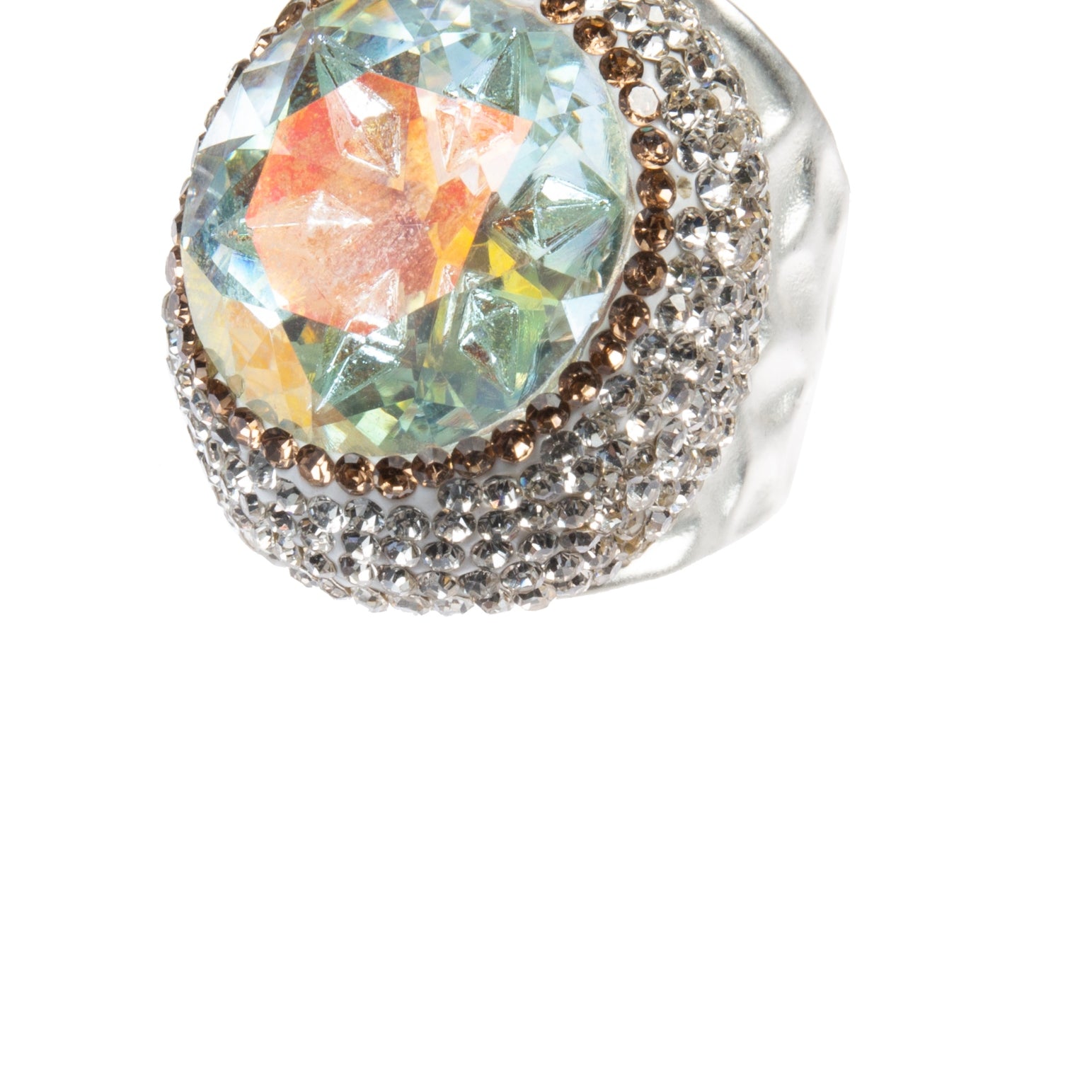 Glass Rhinestone Alloy Rings R2723-Silver