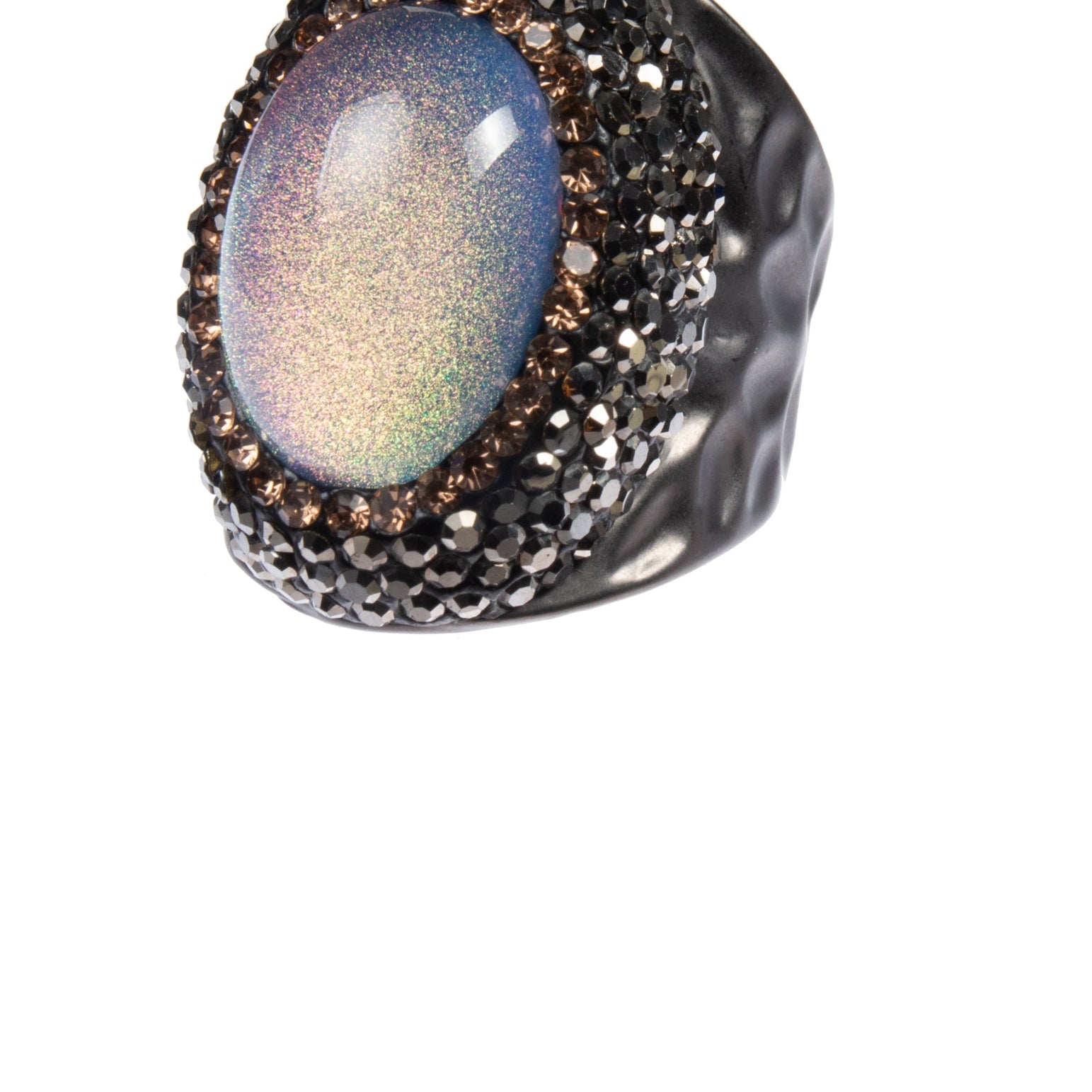 Glass Rhinestone Alloy Rings R2734-Black