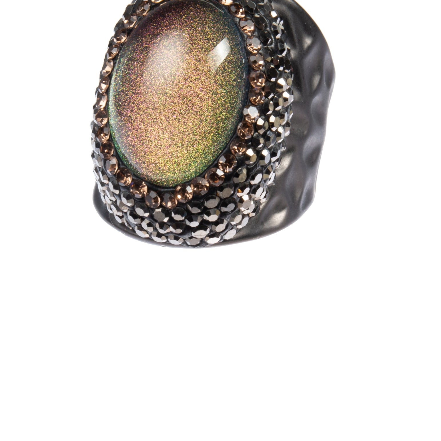 Glass Rhinestone Alloy Rings R2734-Black