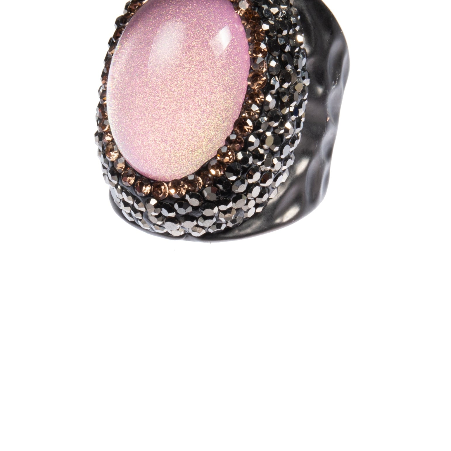 Glass Rhinestone Alloy Rings R2734-Black