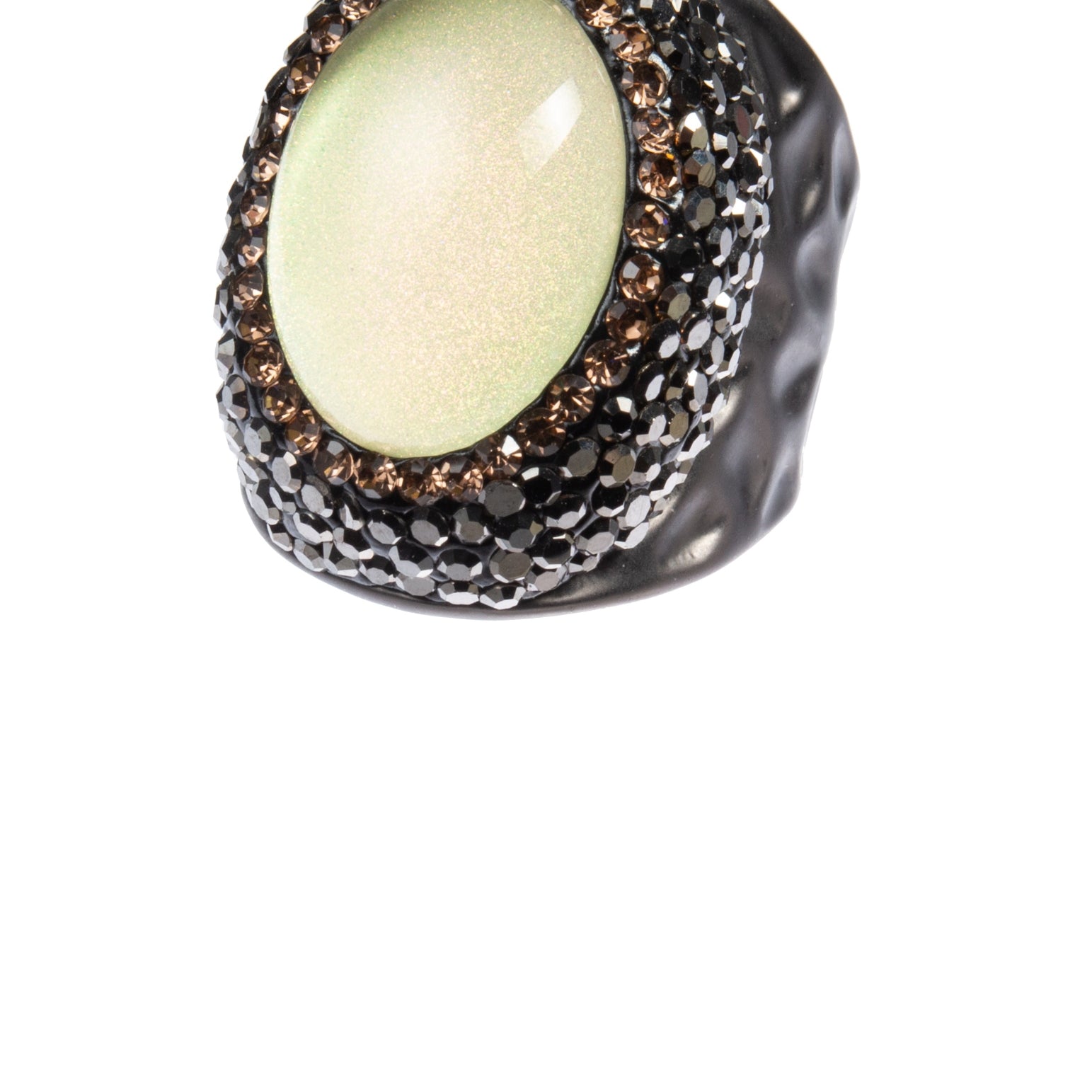 Glass Rhinestone Alloy Rings R2734-Black