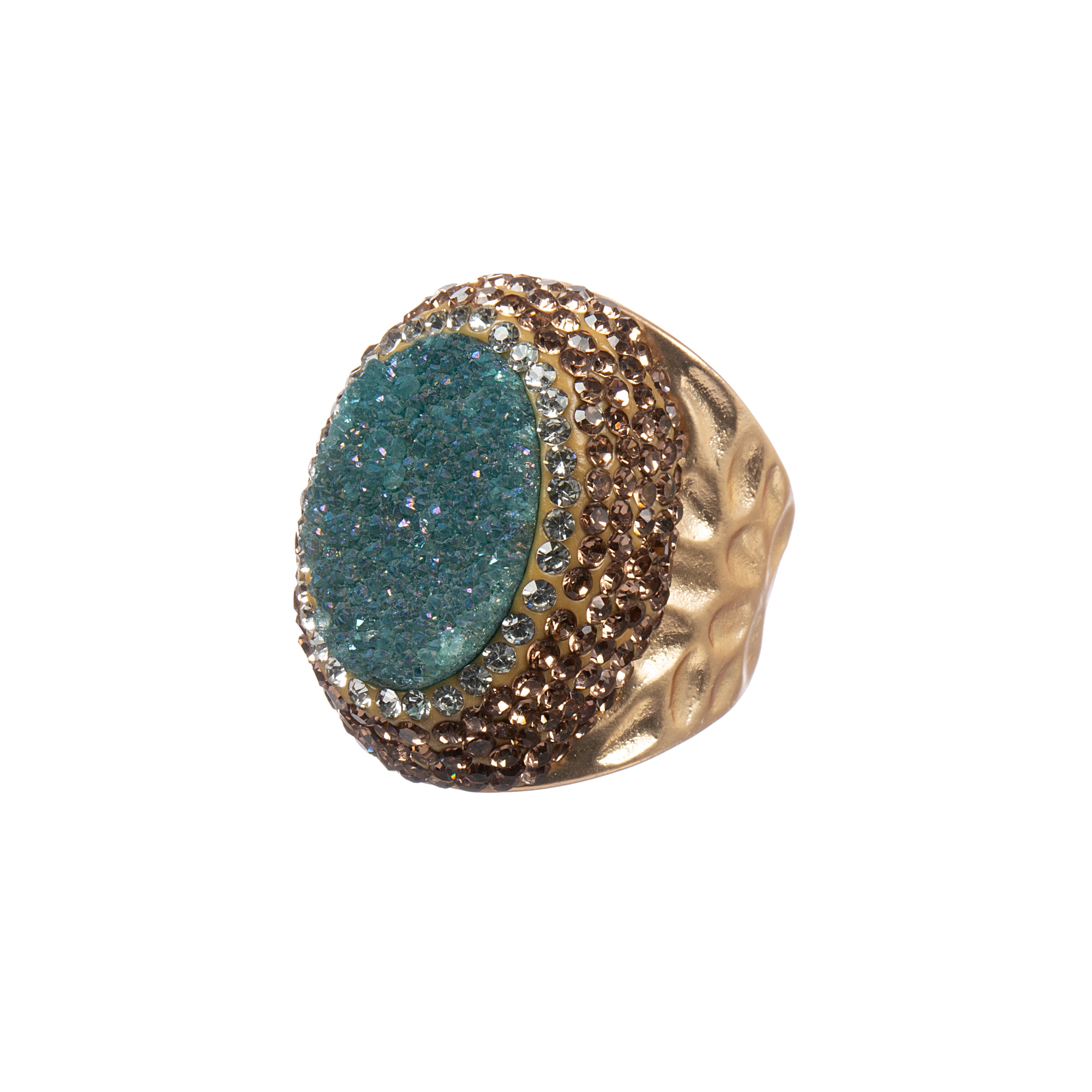 Druzy Rhinestone Alloy Rings R2789