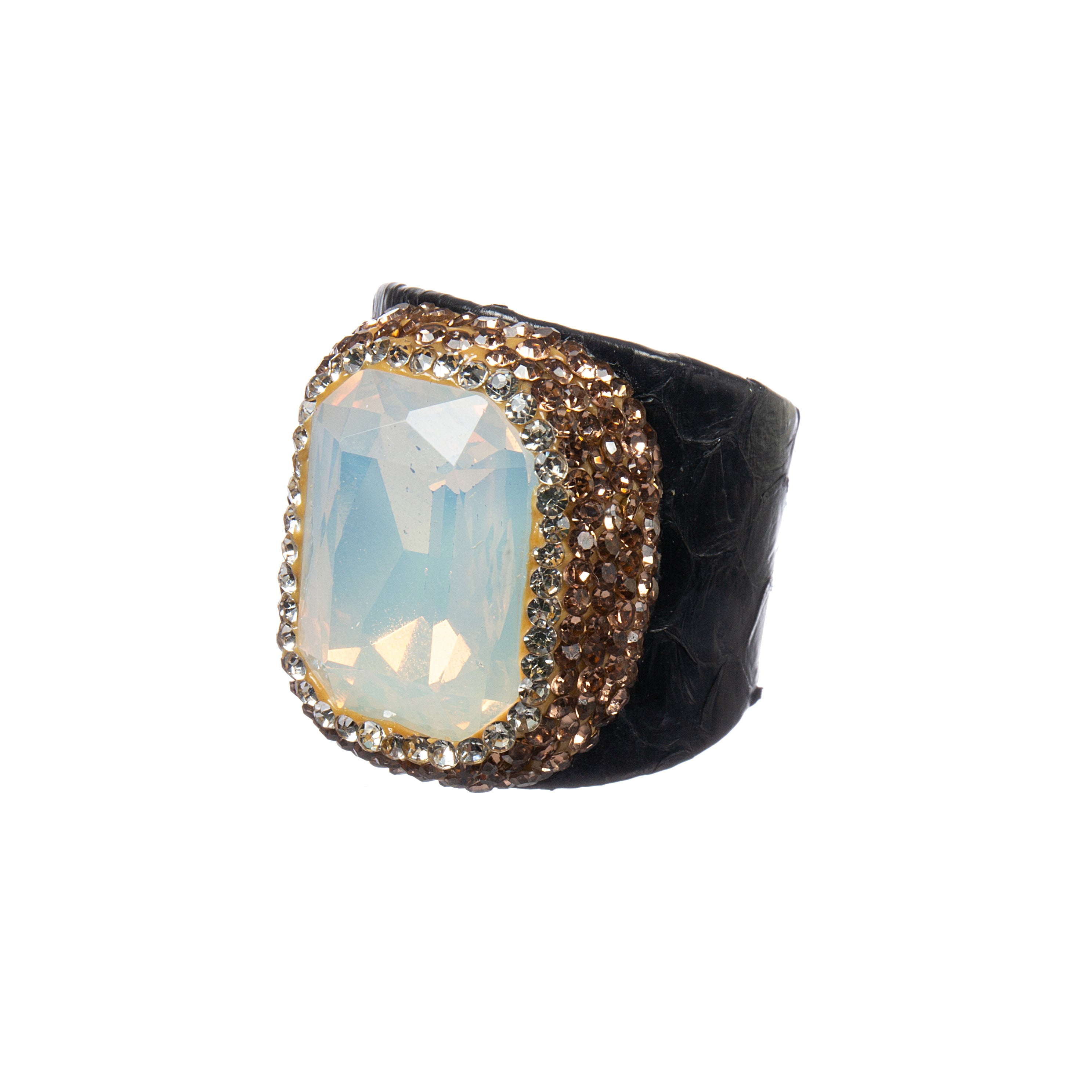 Rectangle Crystal Alloy Rings R2801
