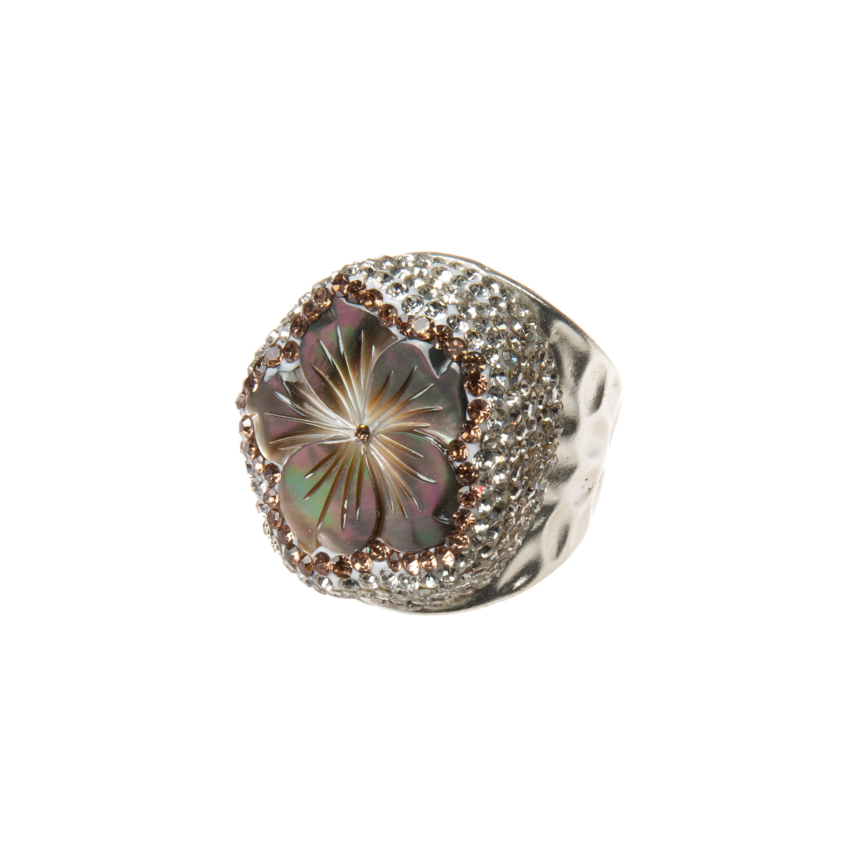 Shell Rhinestones Alloy Ring R2851 - Sliver