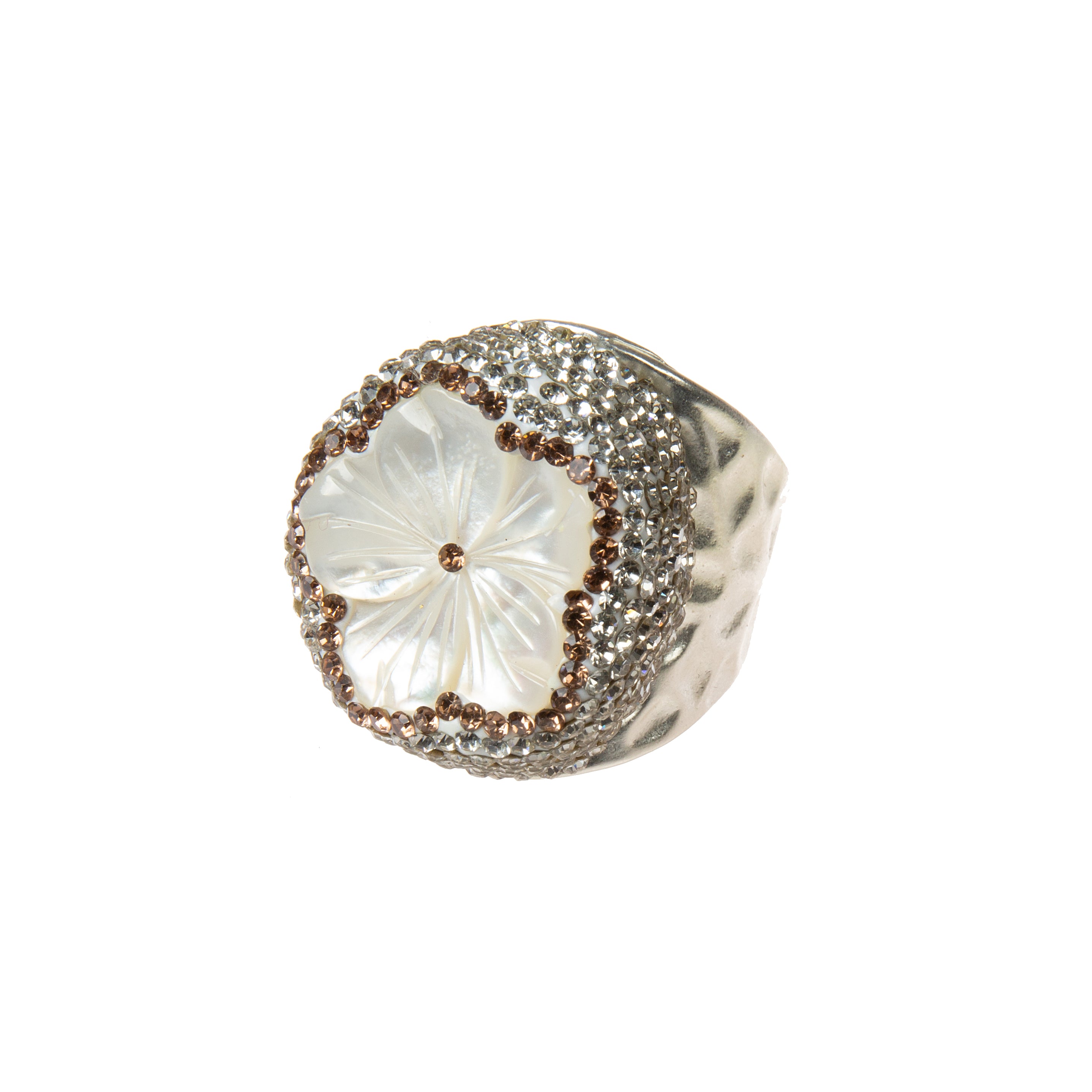 Shell Rhinestones Alloy Ring R2851 - Sliver
