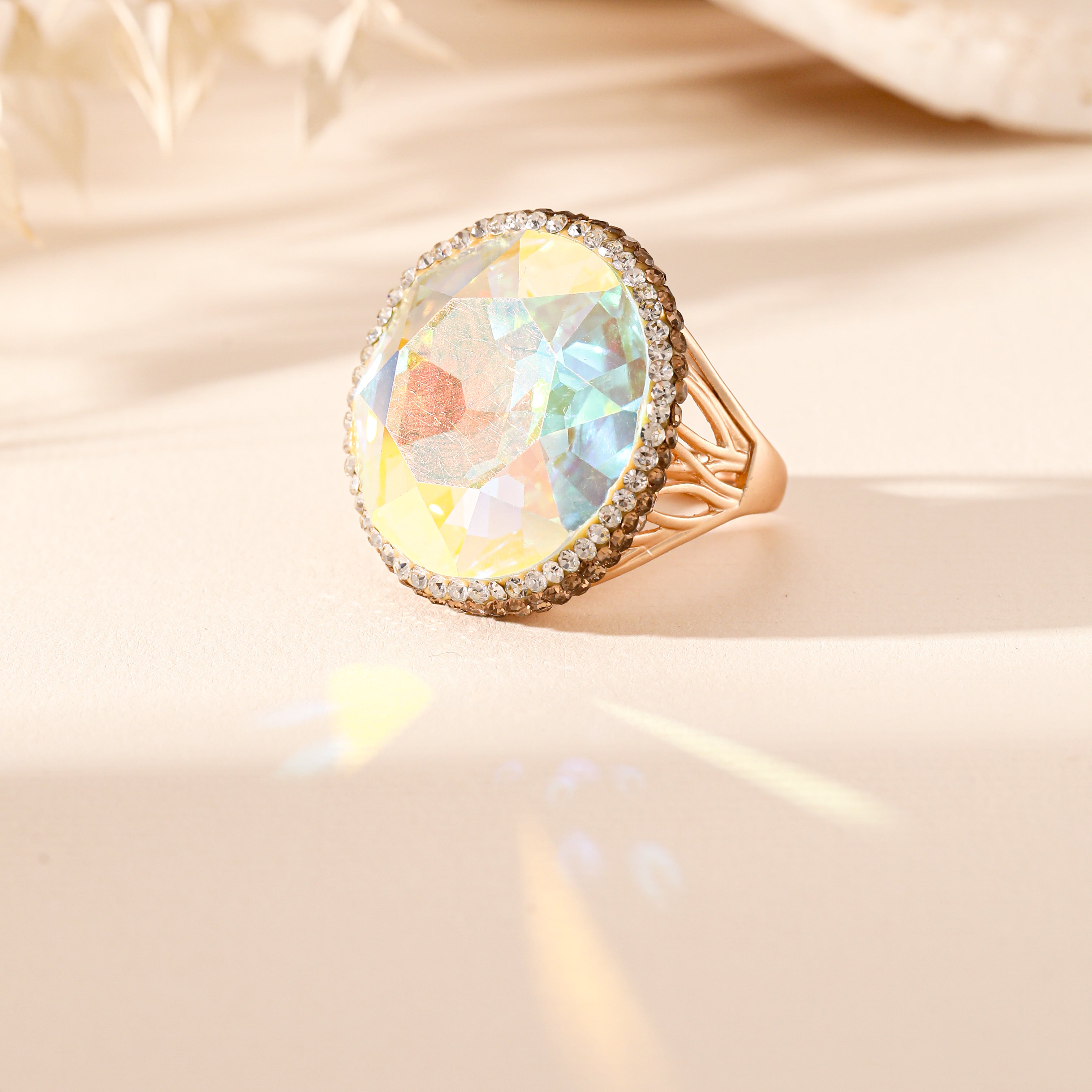 Crystal Pavé Cocktail Ring R2891-Gold