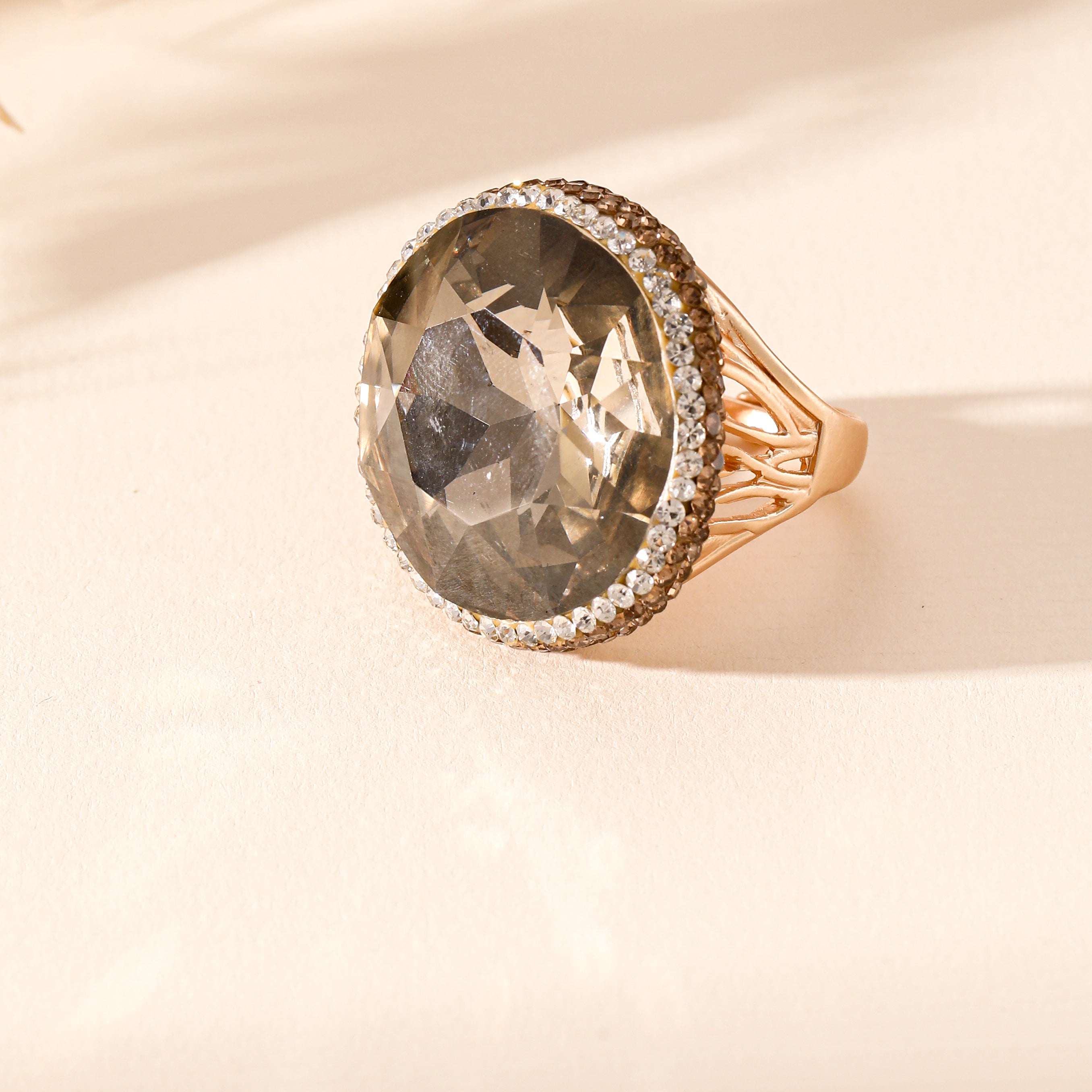 Crystal Pavé Cocktail Ring R2891-Gold
