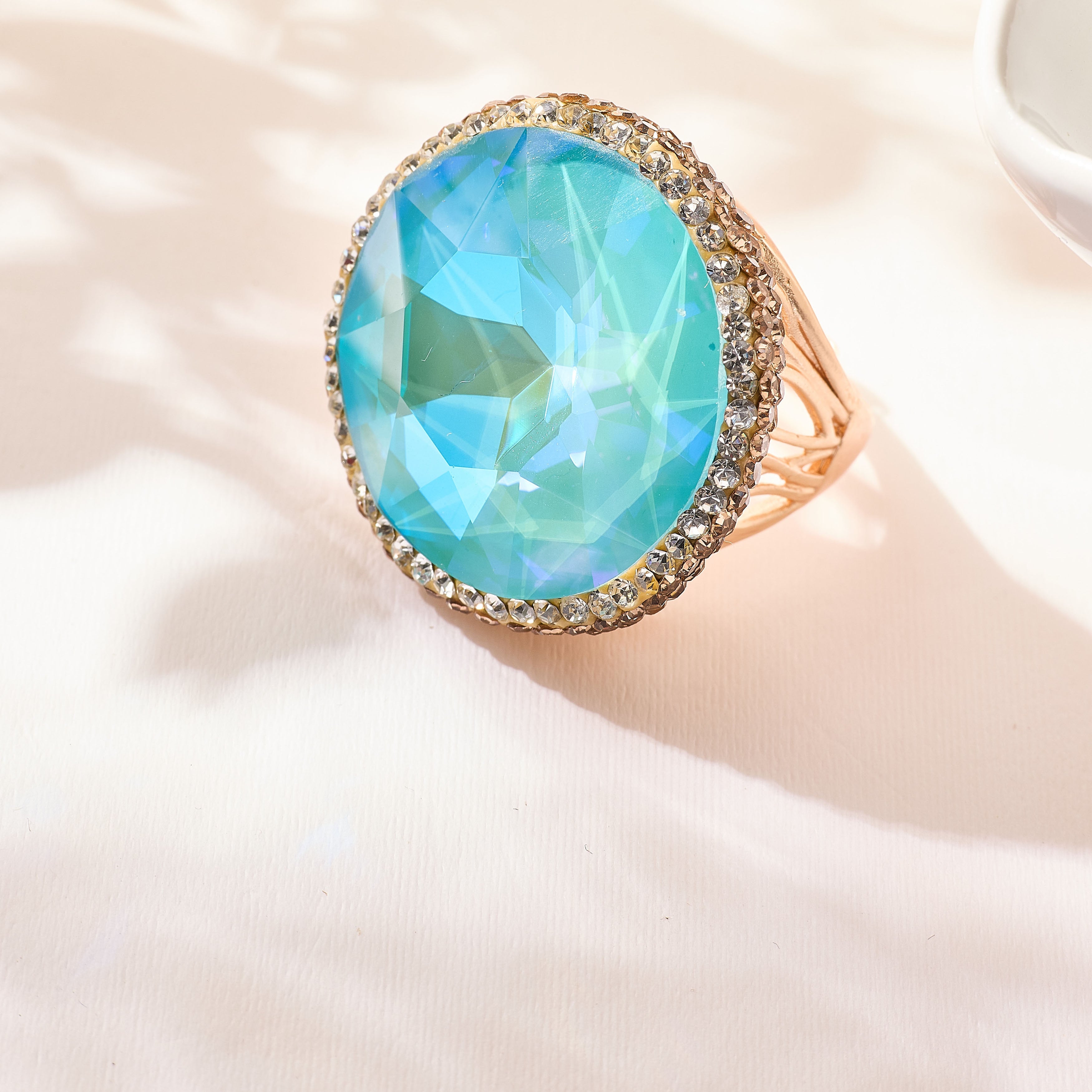 Crystal Pavé Cocktail Ring R2895-Gold