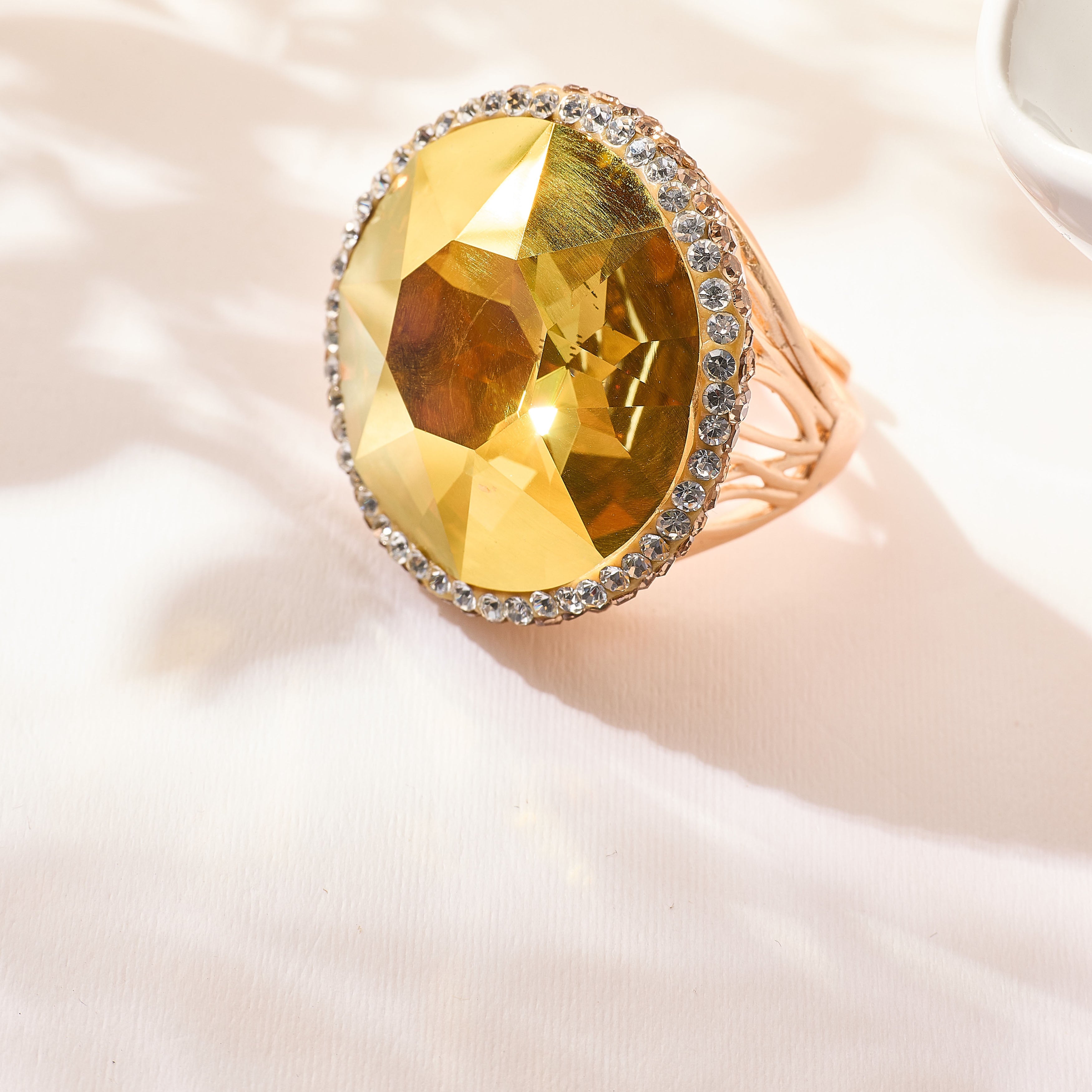 Crystal Pavé Cocktail Ring R2895-Gold