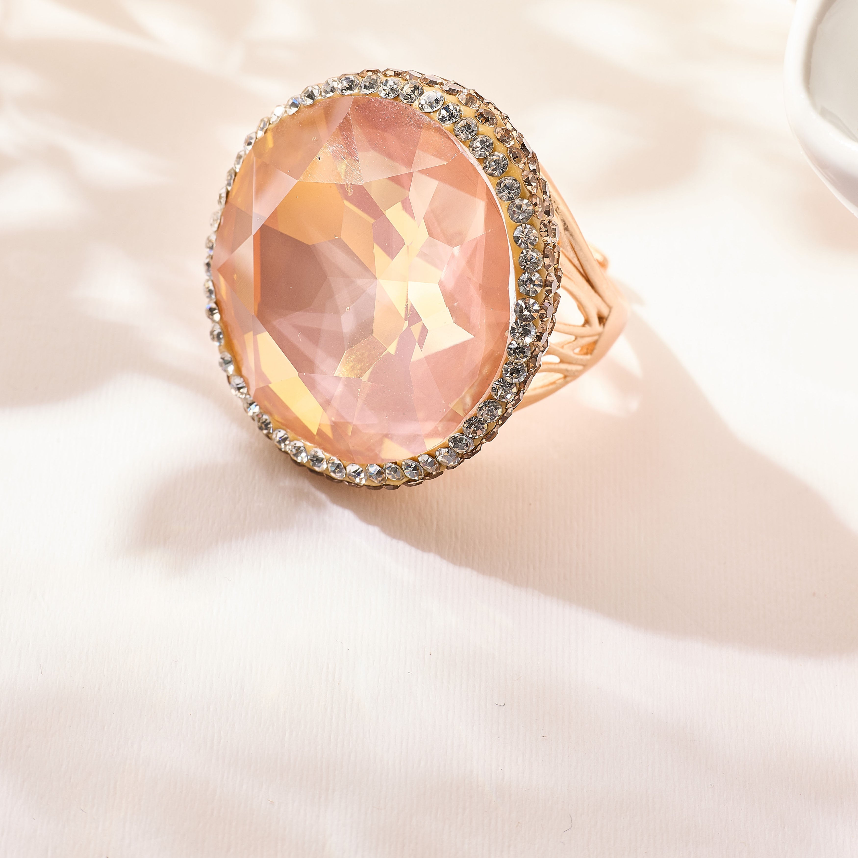 Crystal Pavé Cocktail Ring R2895-Gold