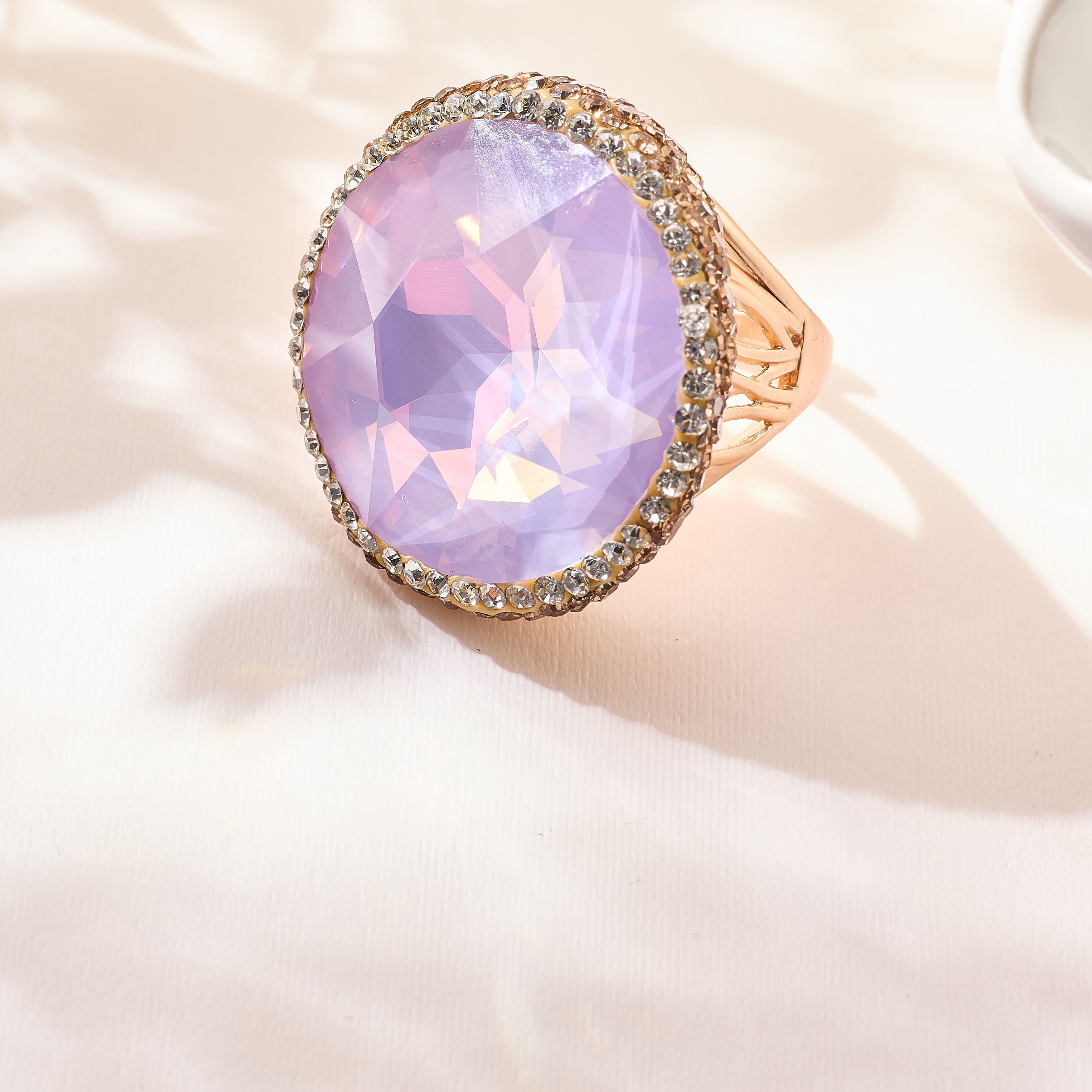 Crystal Pavé Cocktail Ring R2895-Gold