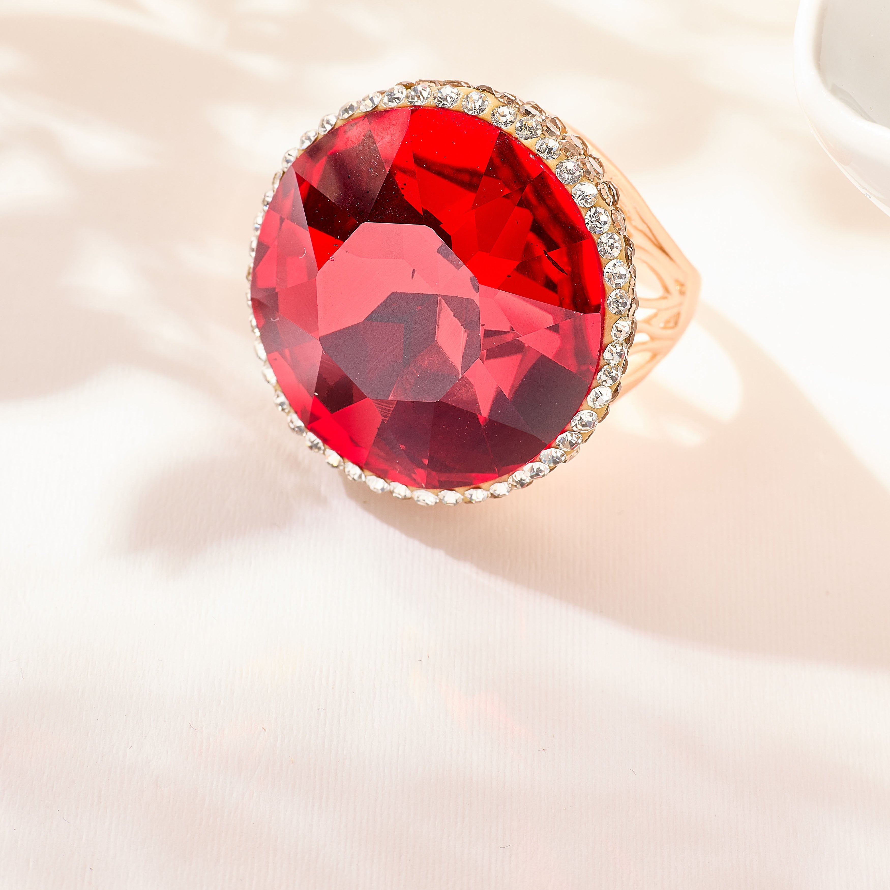Crystal Pavé Cocktail Ring R2895-Gold