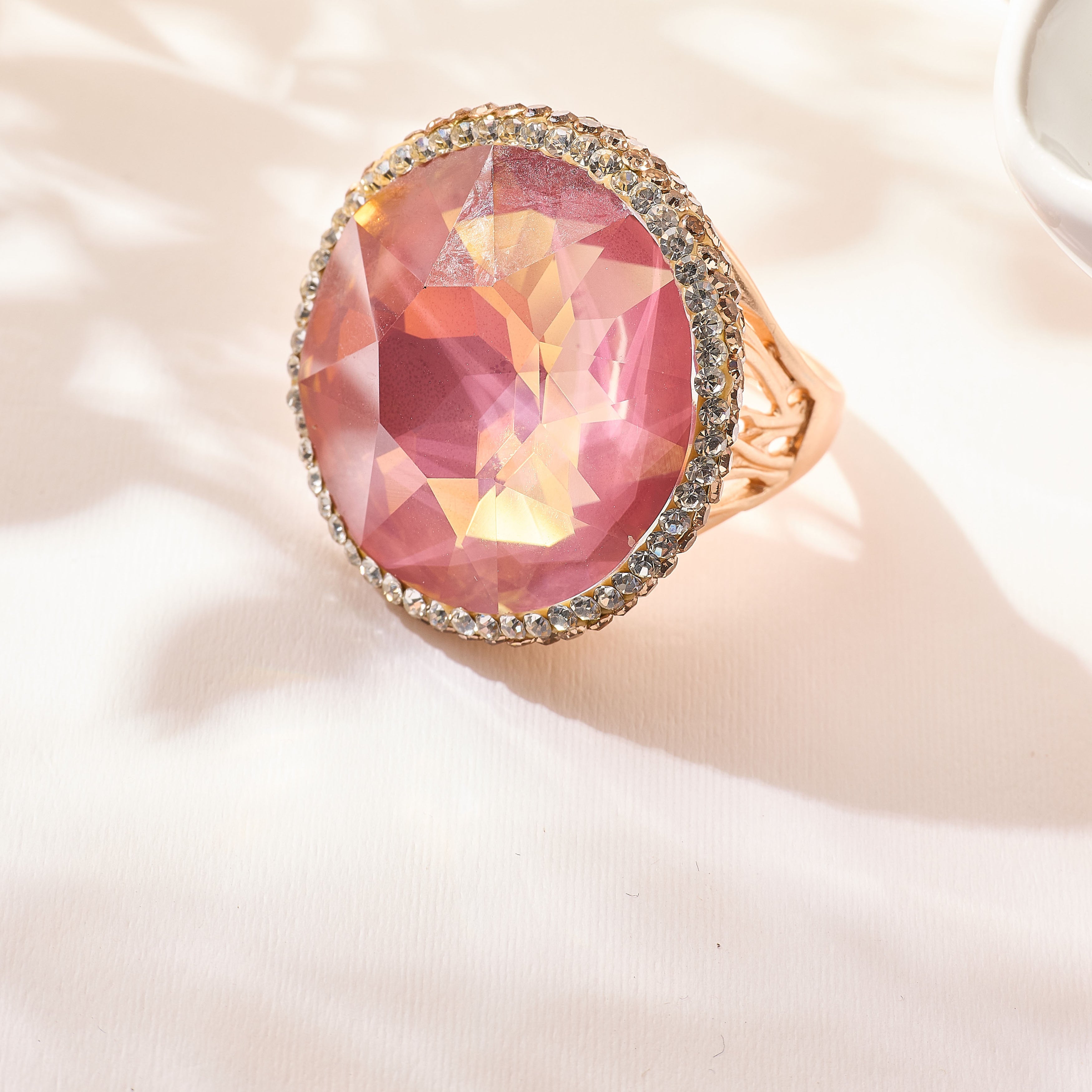 Crystal Pavé Cocktail Ring R2895-Gold
