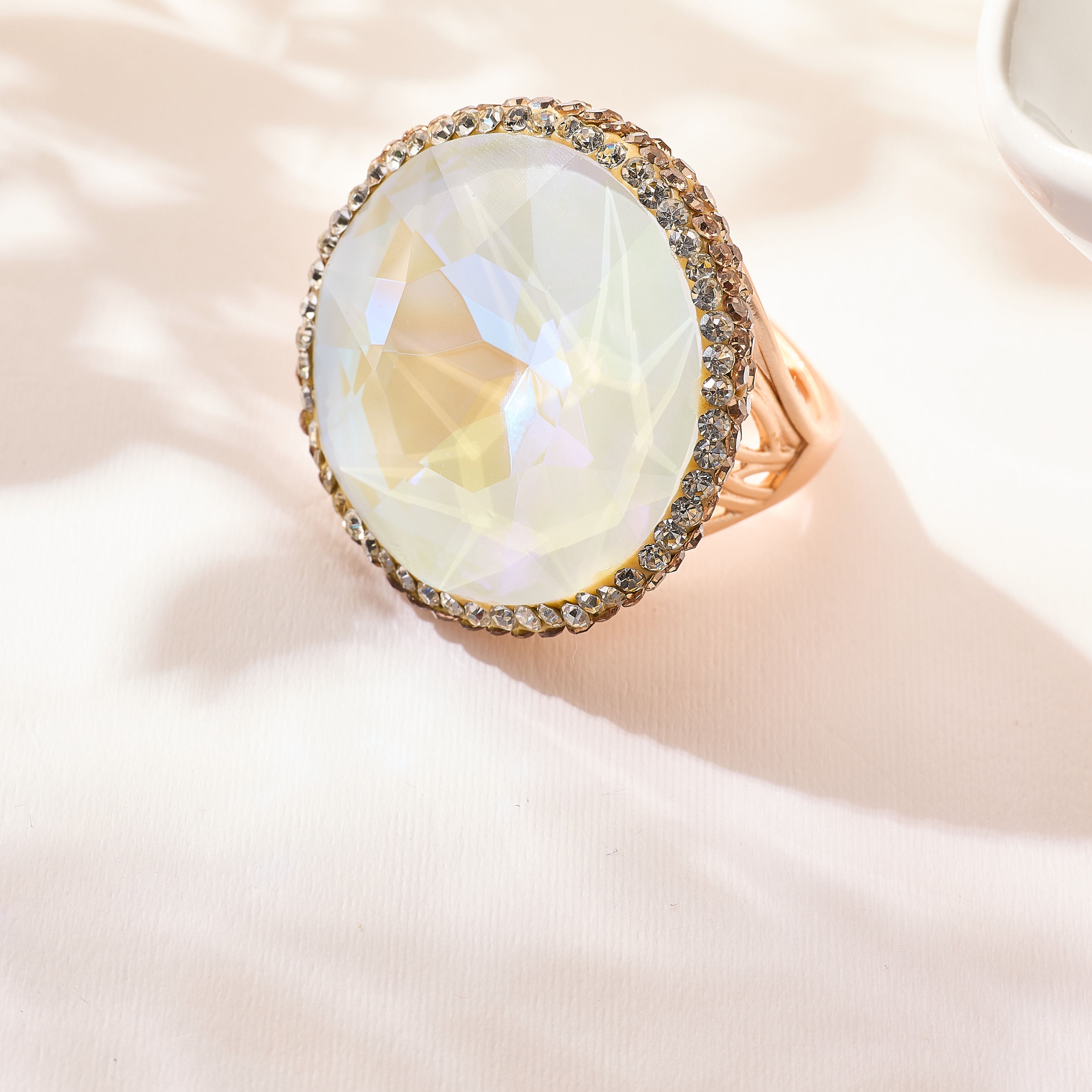 Crystal Pavé Cocktail Ring R2895-Gold