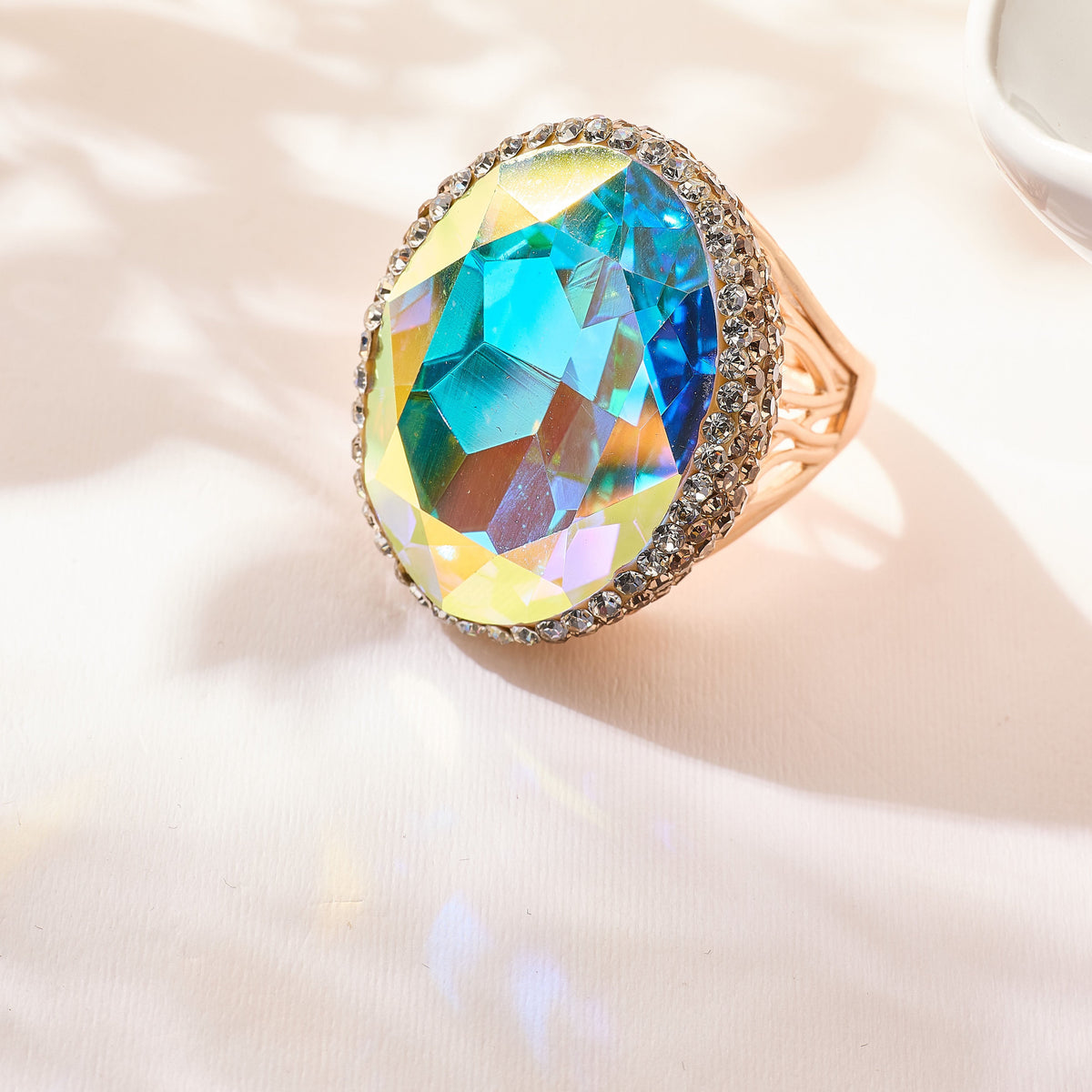 Crystal Pavé Cocktail Ring R2897-Gold