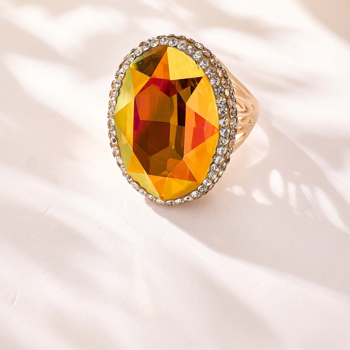 Crystal Pavé Cocktail Ring R2897-Gold