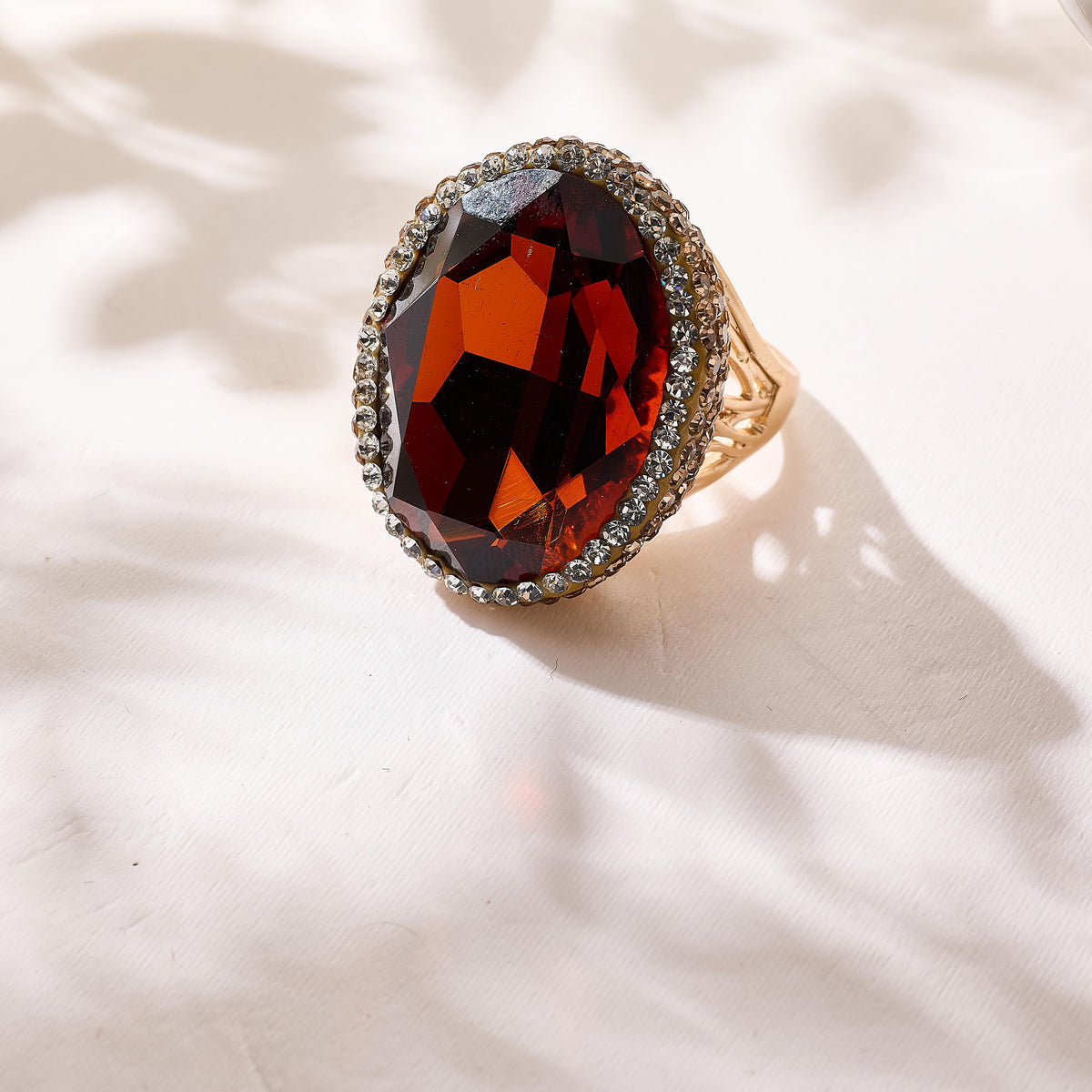 Crystal Pavé Cocktail Ring R2897-Gold