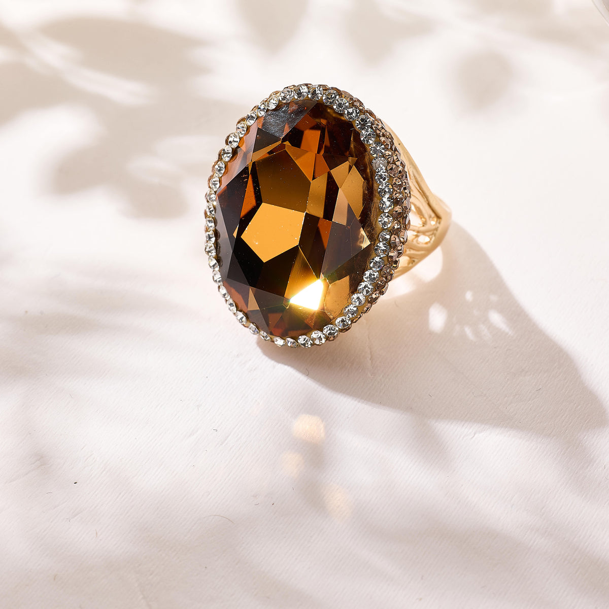 Crystal Pavé Cocktail Ring R2897-Gold