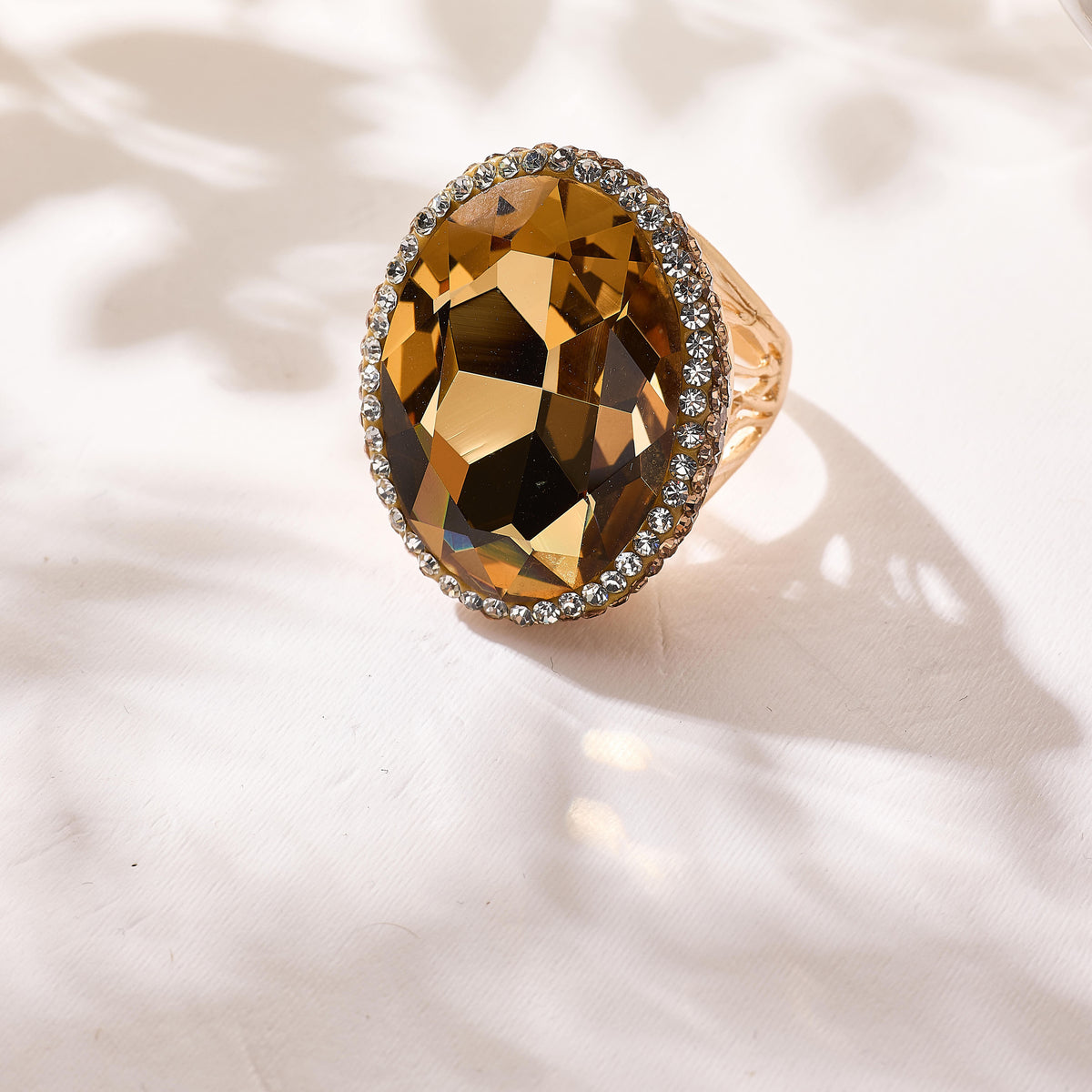 Crystal Pavé Cocktail Ring R2897-Gold