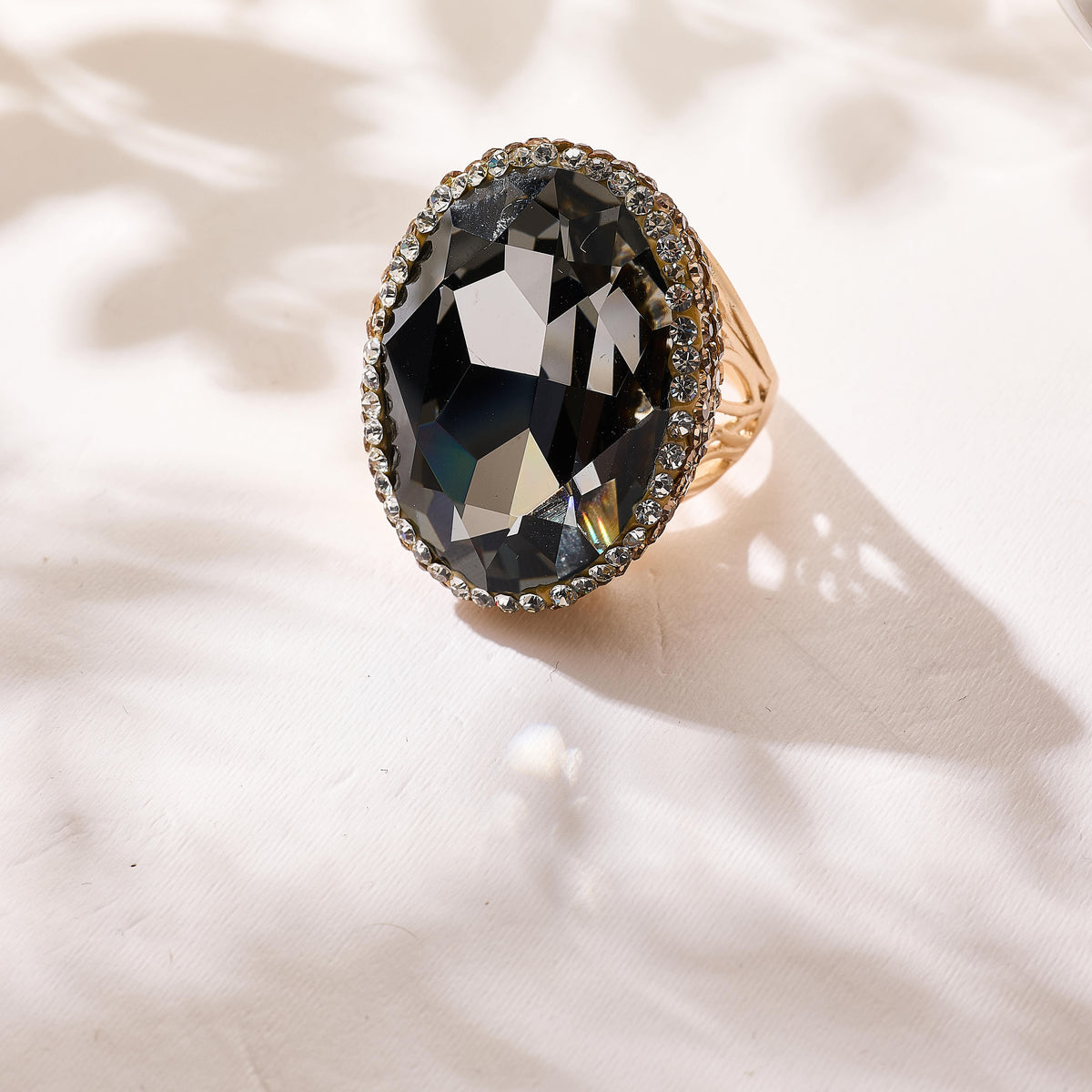 Crystal Pavé Cocktail Ring R2897-Gold