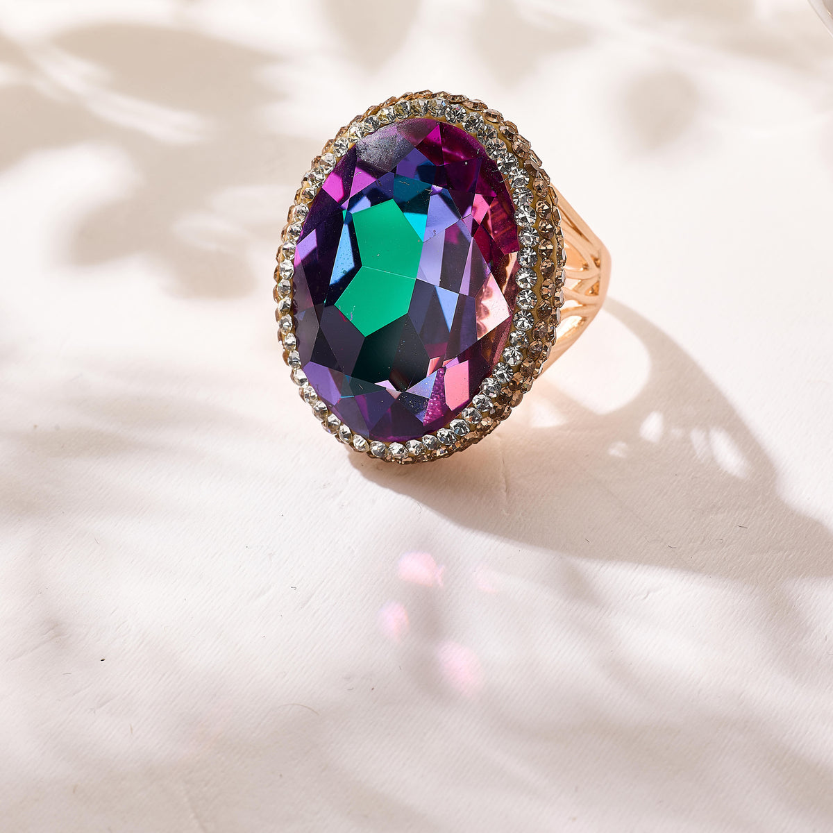 Crystal Pavé Cocktail Ring R2897-Gold