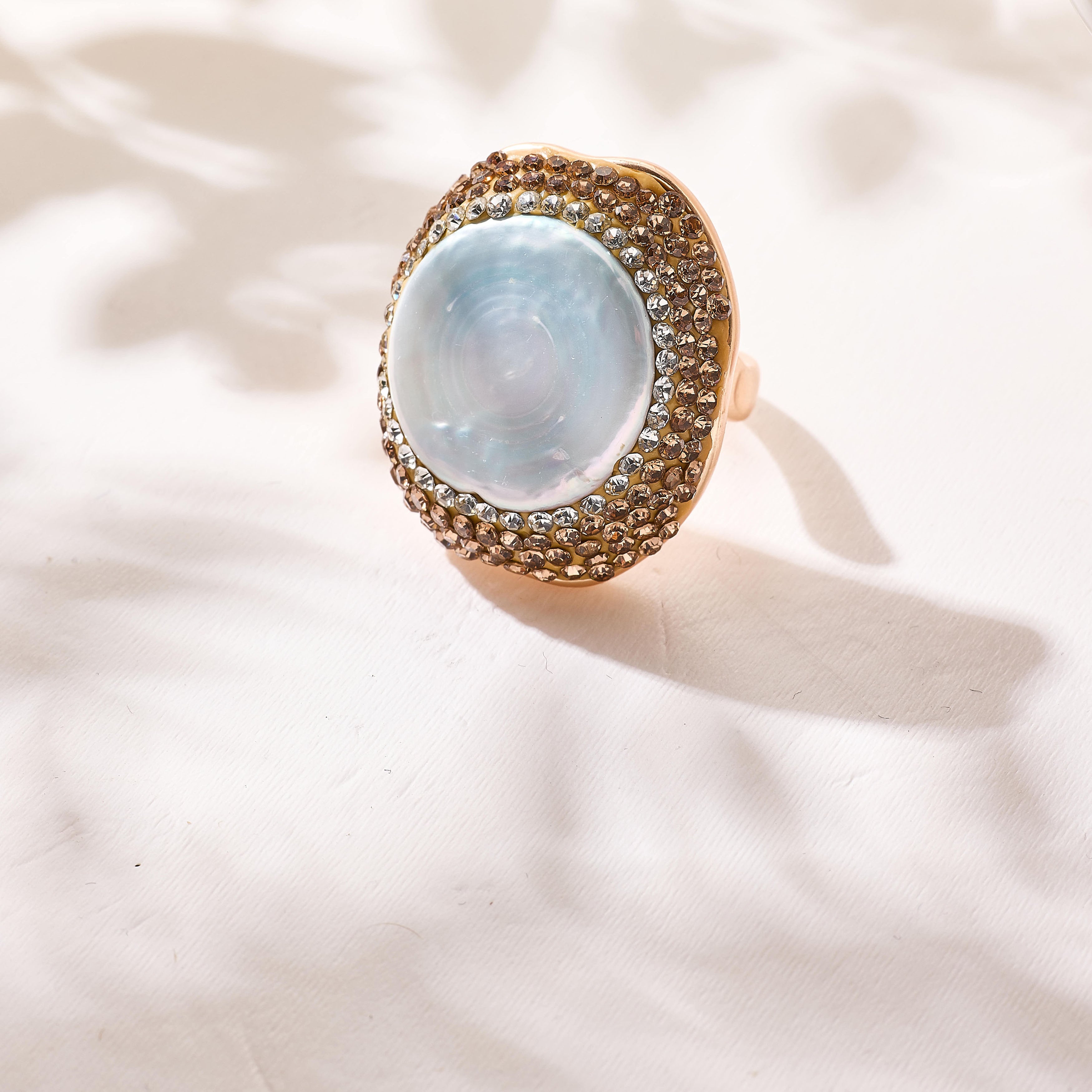 Fresh Water Pearl Pavé Cocktail Ring R2902