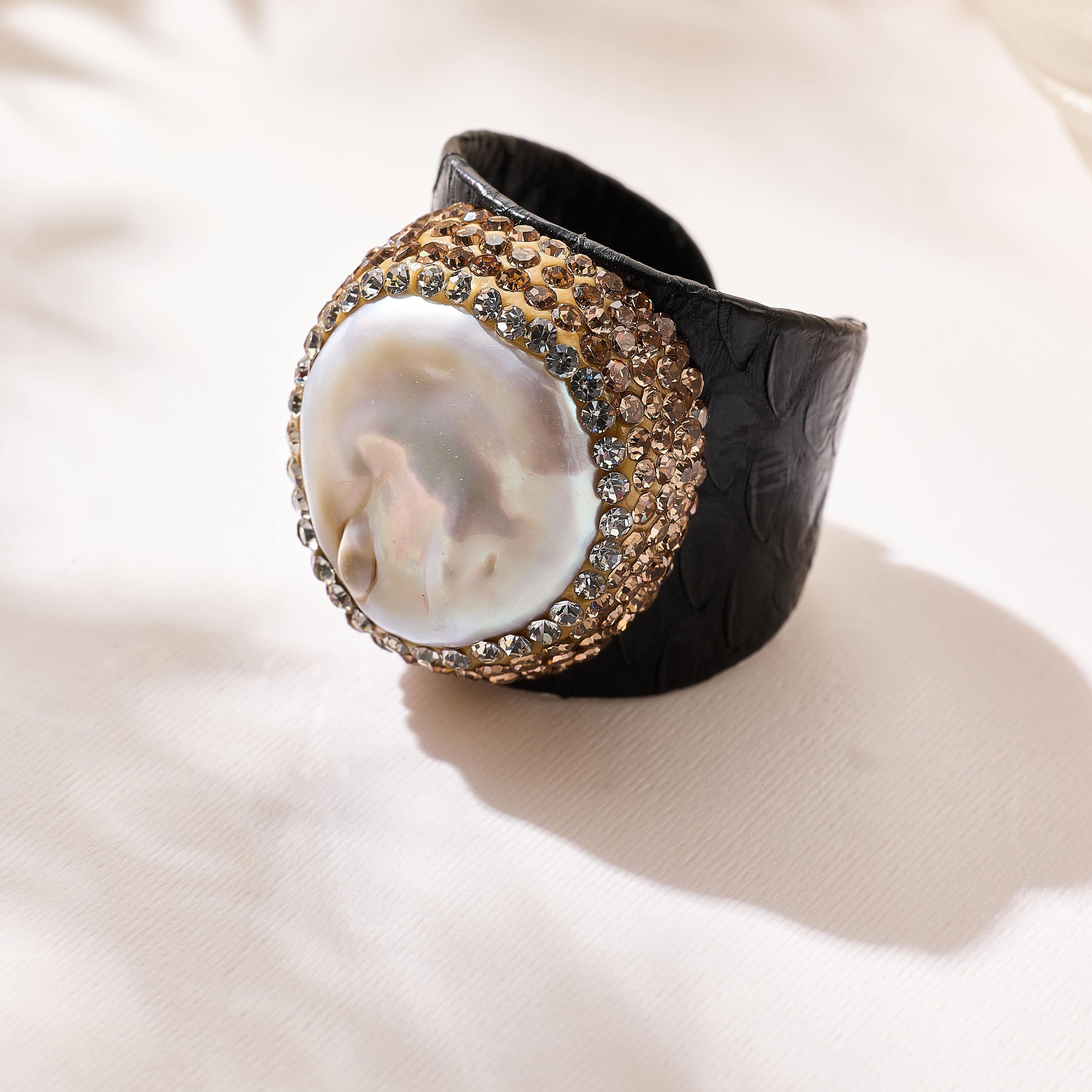 Fresh Water Pearl Pavé Cocktail Ring R2908