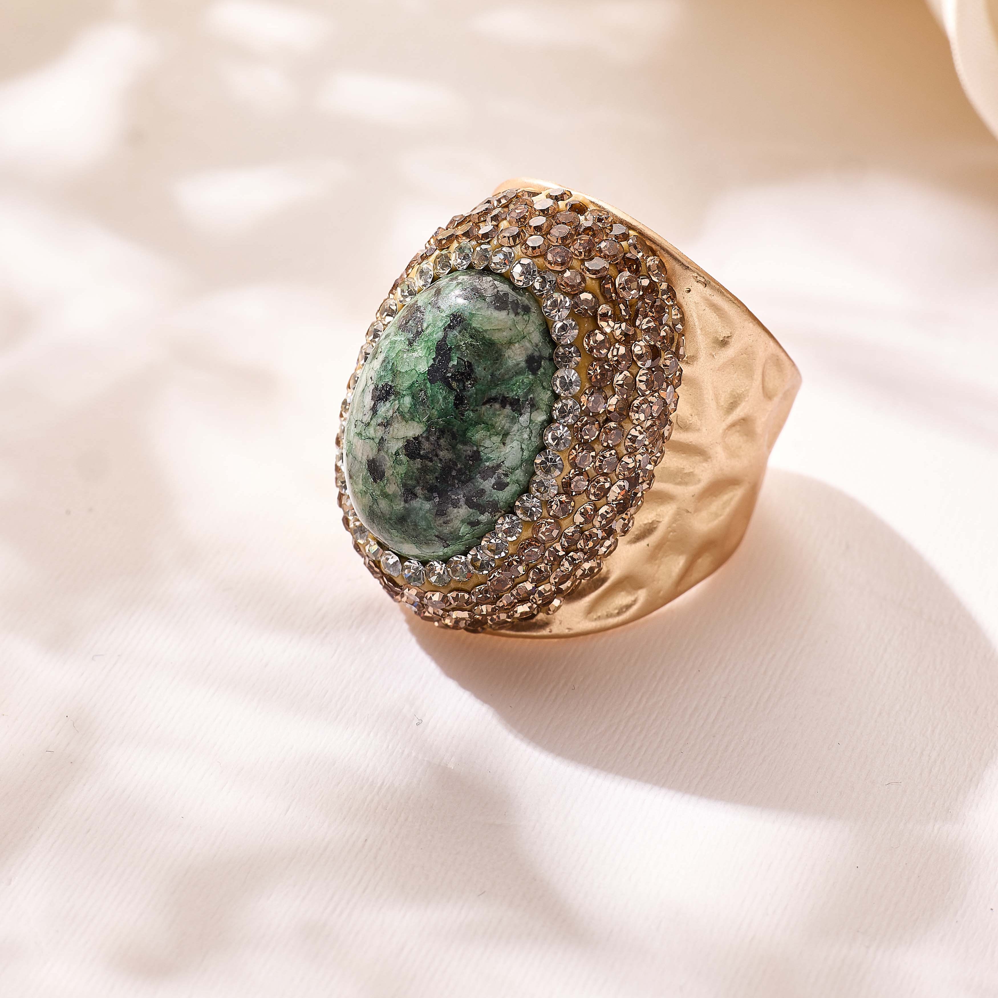 Crystal Pavé Cocktail Ring R2913-Gold