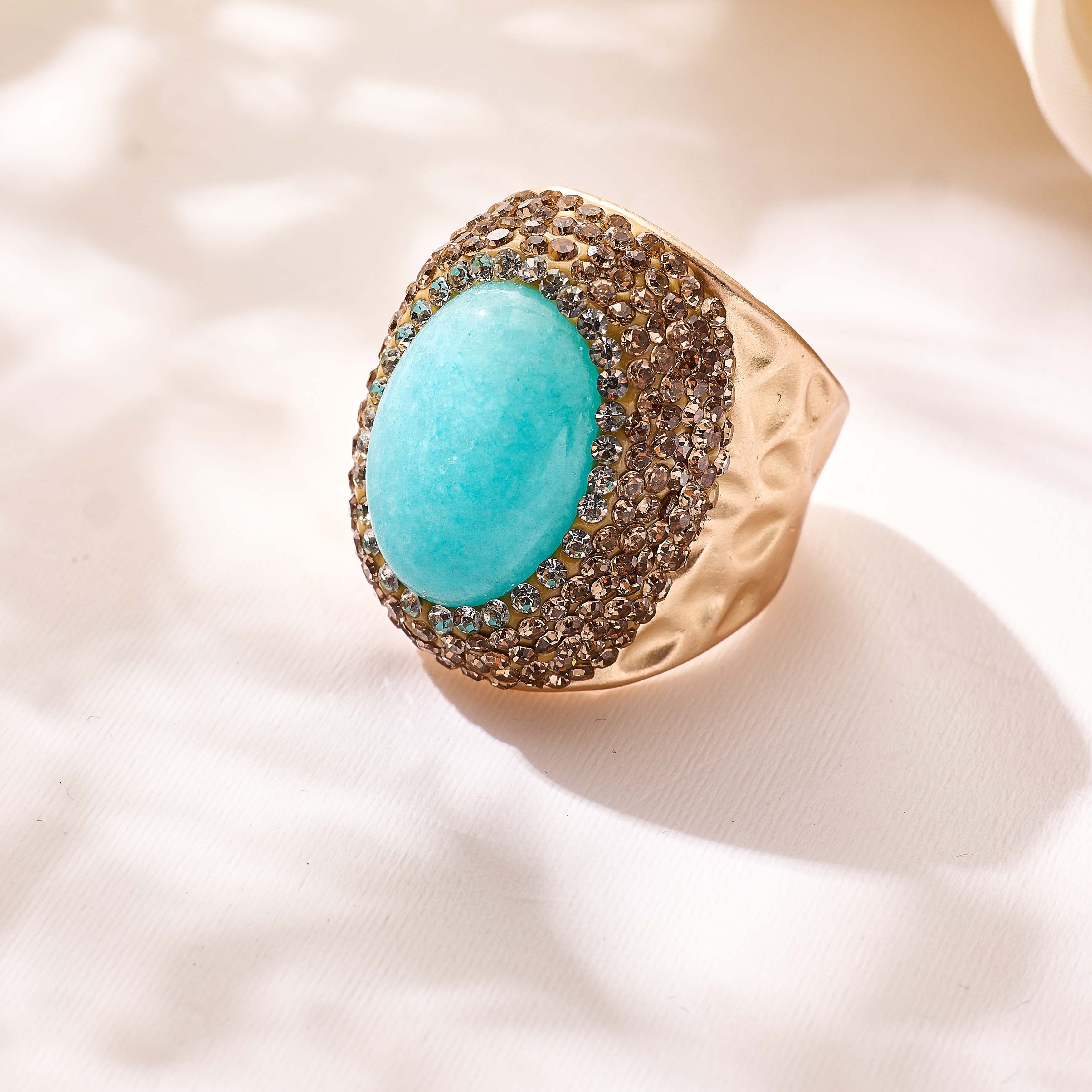 Crystal Pavé Cocktail Ring R2913-Gold