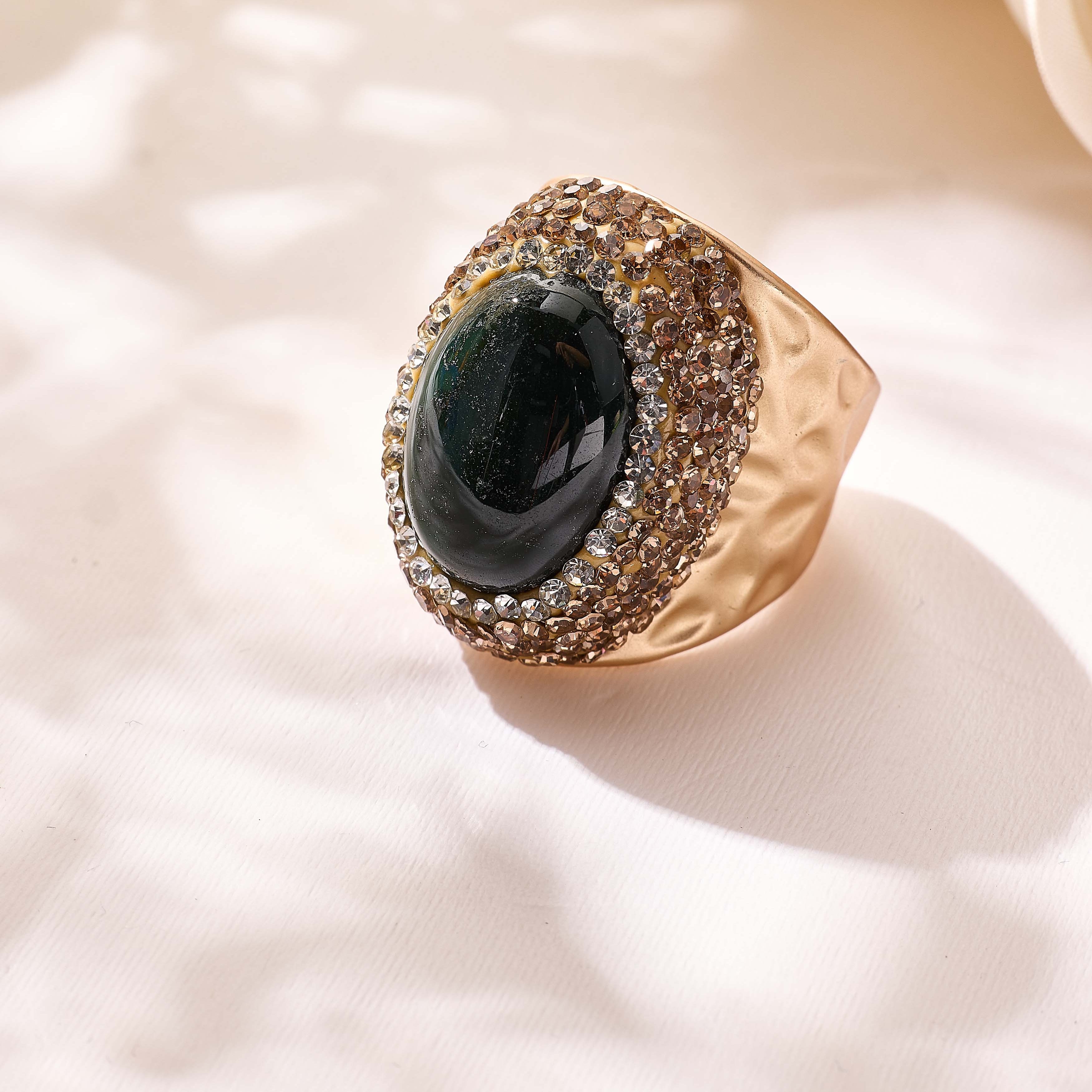 Crystal Pavé Cocktail Ring R2913-Gold