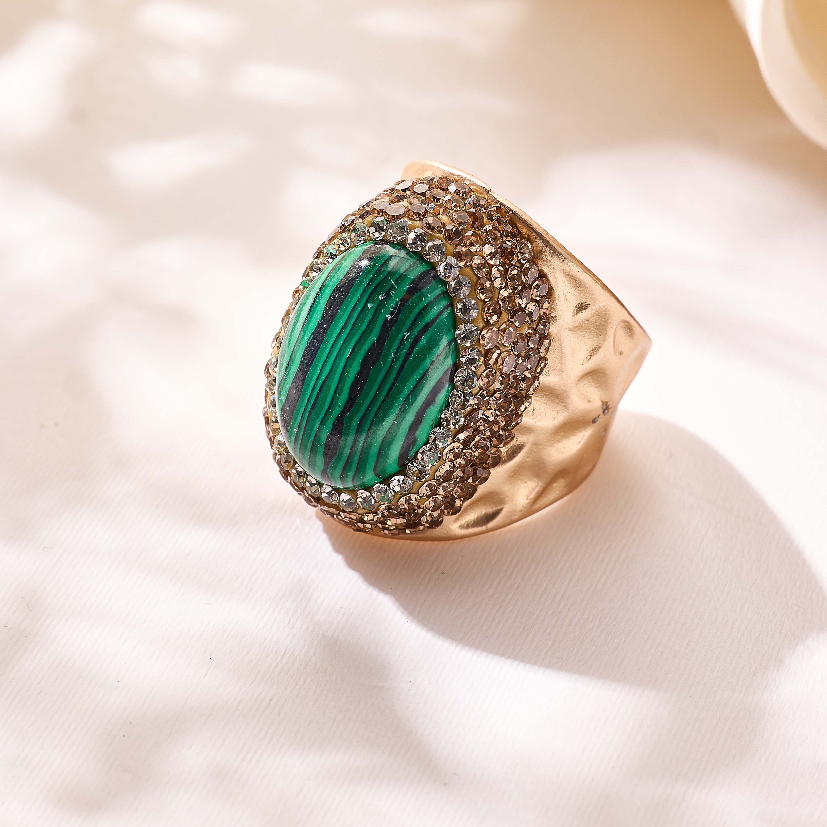 Crystal Pavé Cocktail Ring R2913-Gold