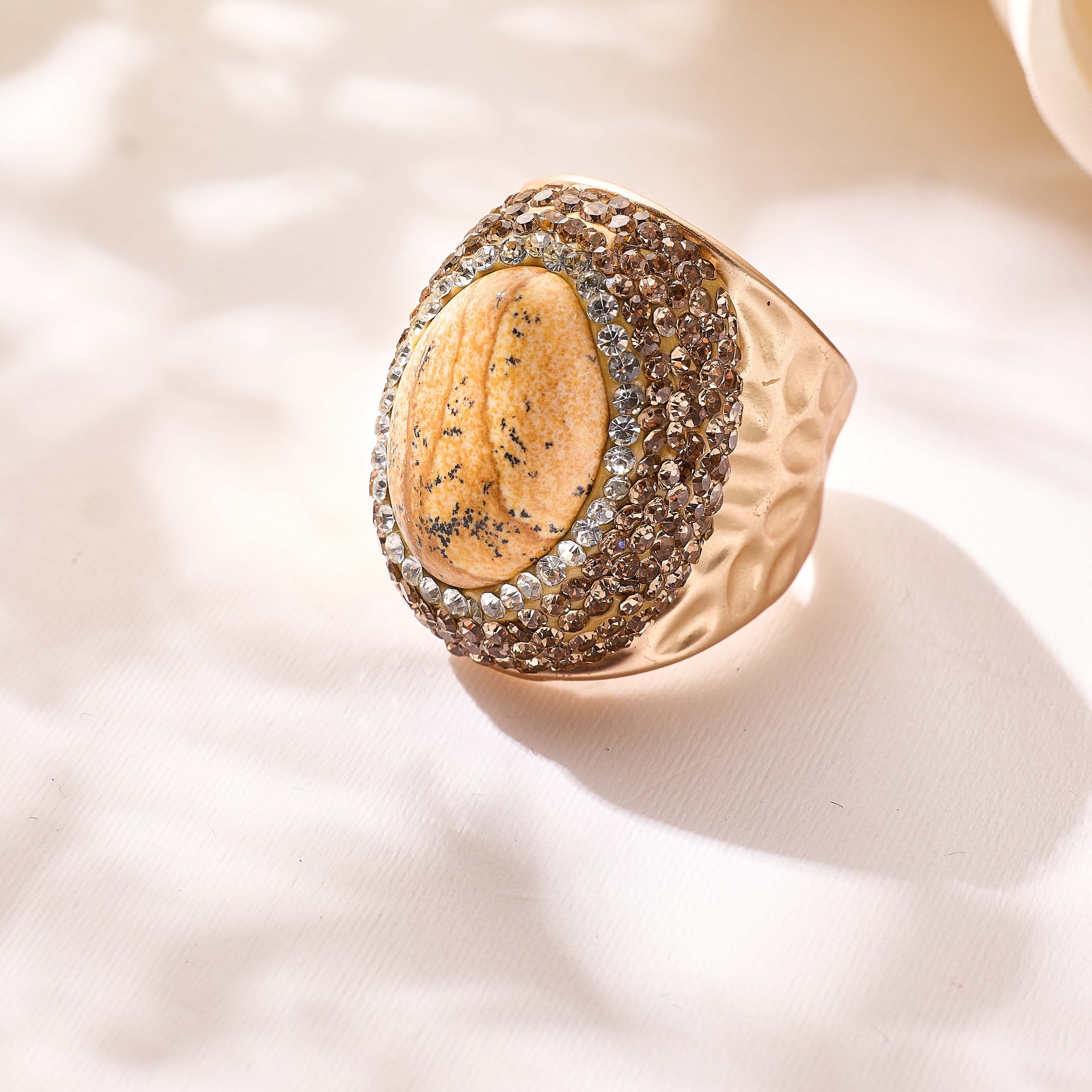 Crystal Pavé Cocktail Ring R2913-Gold