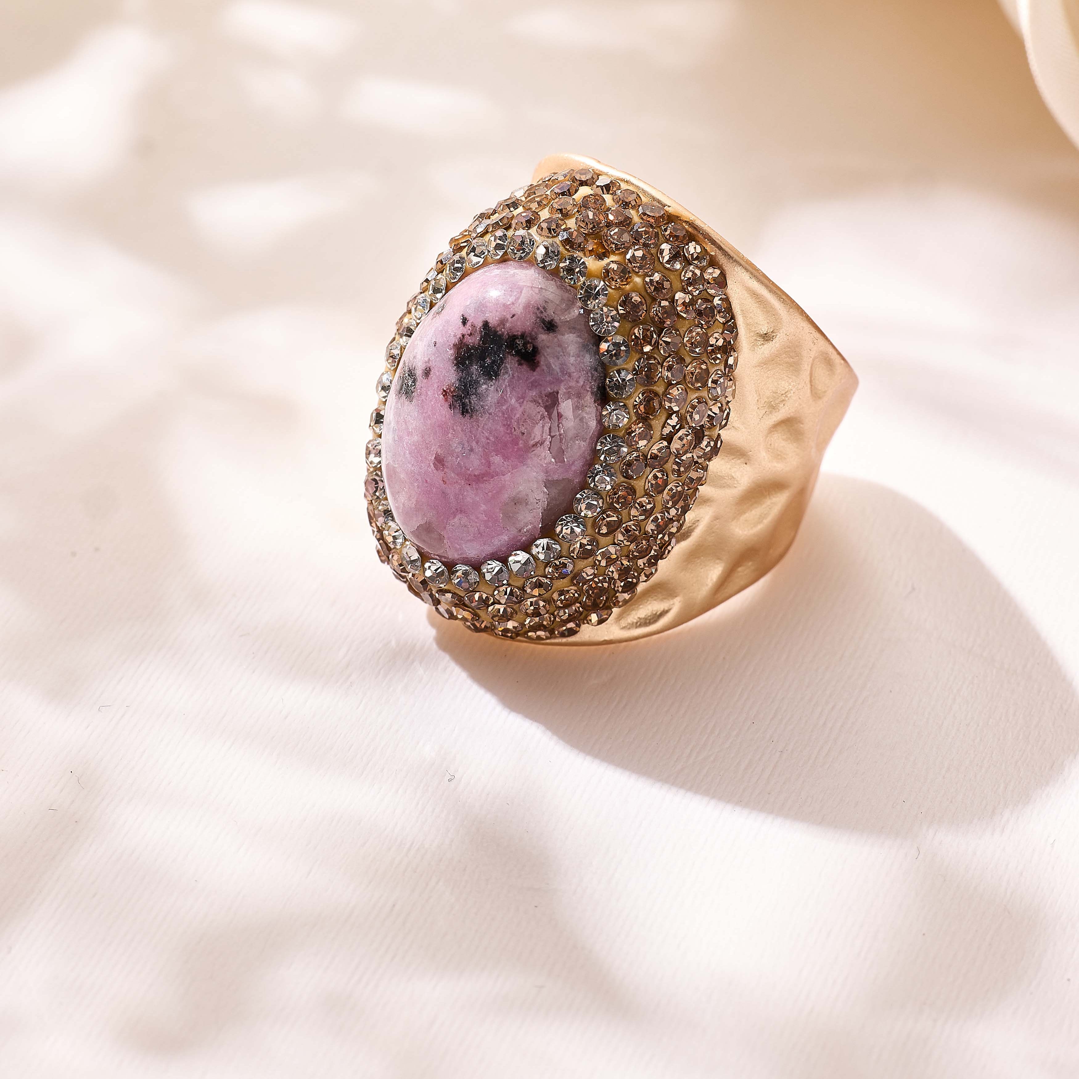 Crystal Pavé Cocktail Ring R2913-Gold