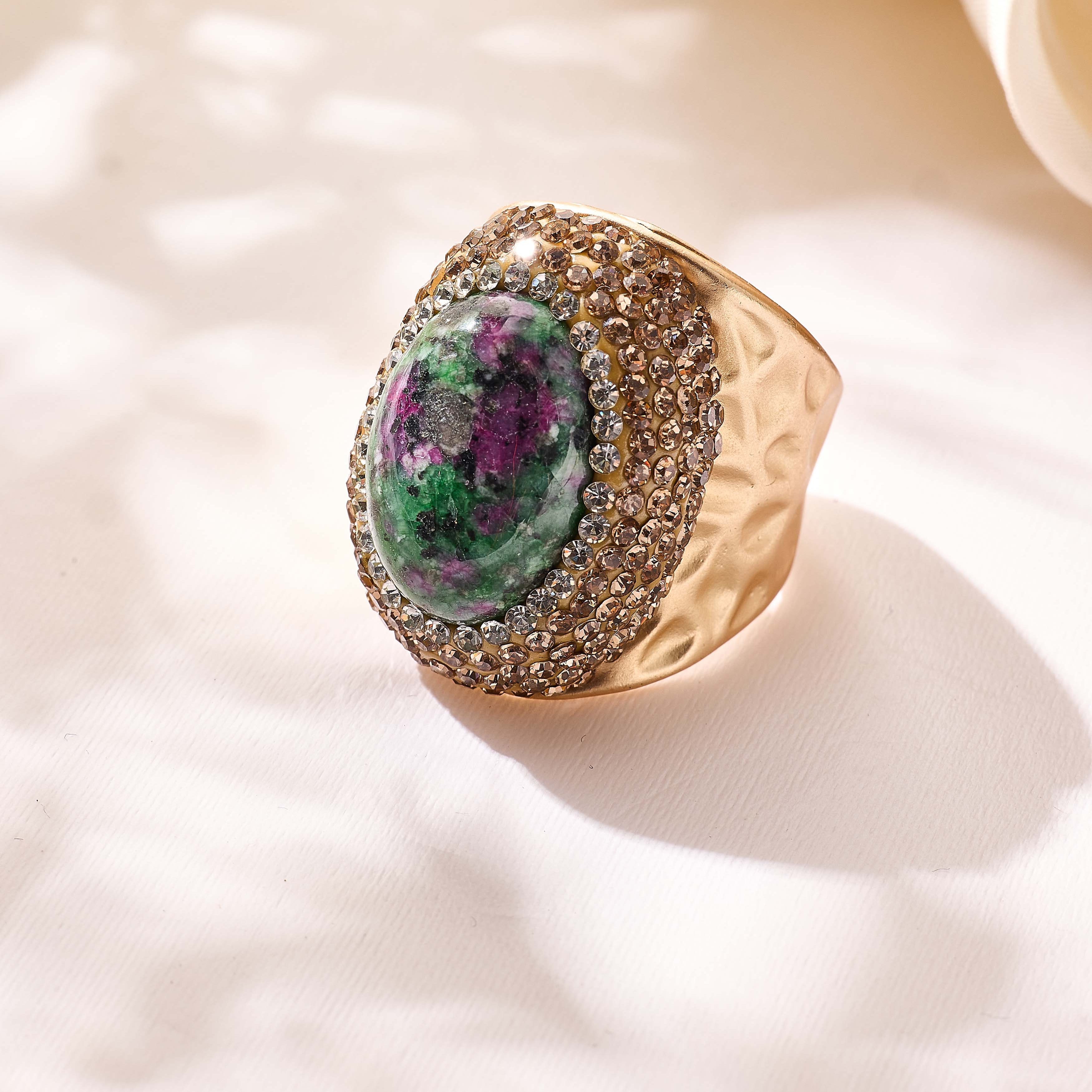 Crystal Pavé Cocktail Ring R2913-Gold