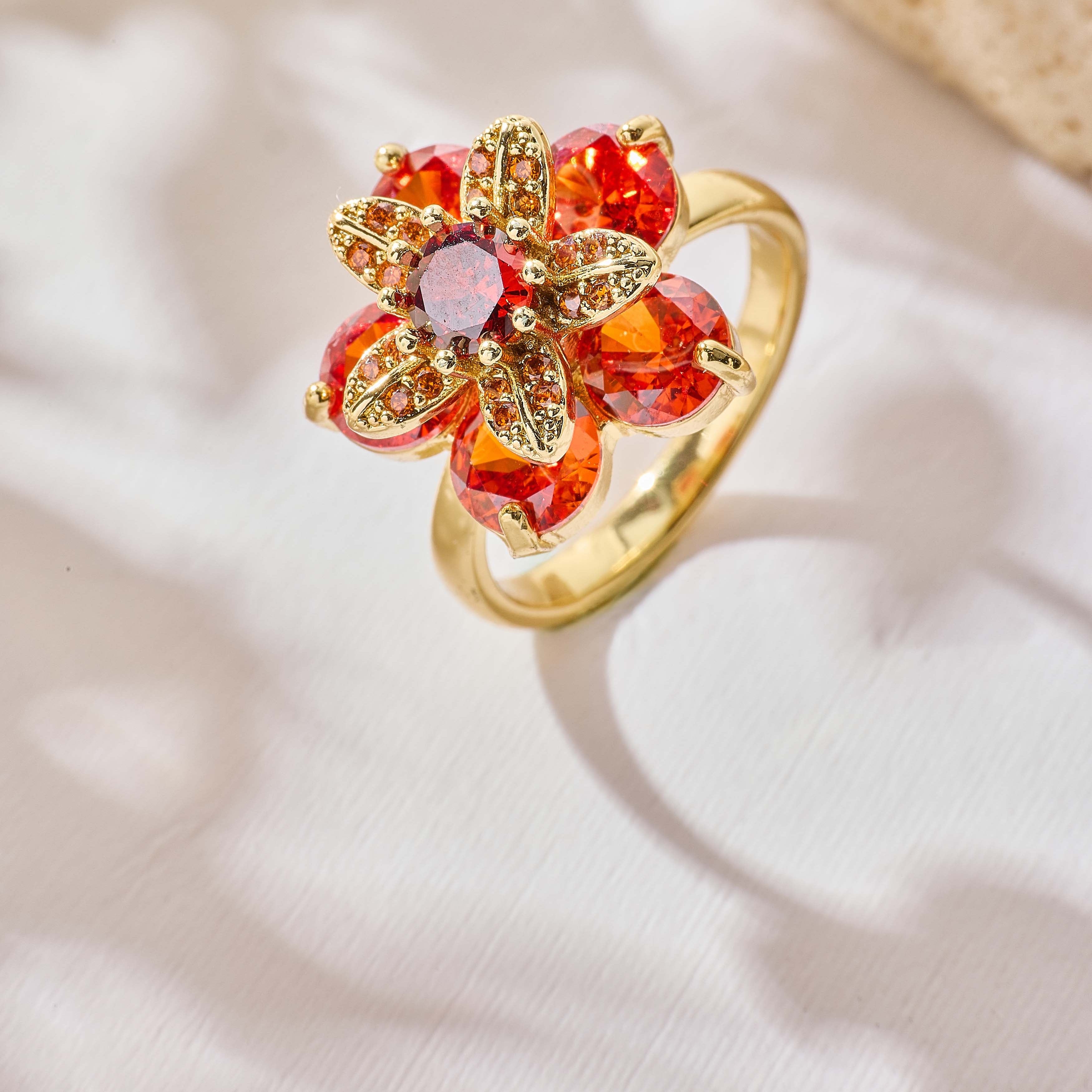 Flower Cubic Zirconia Ring R2917